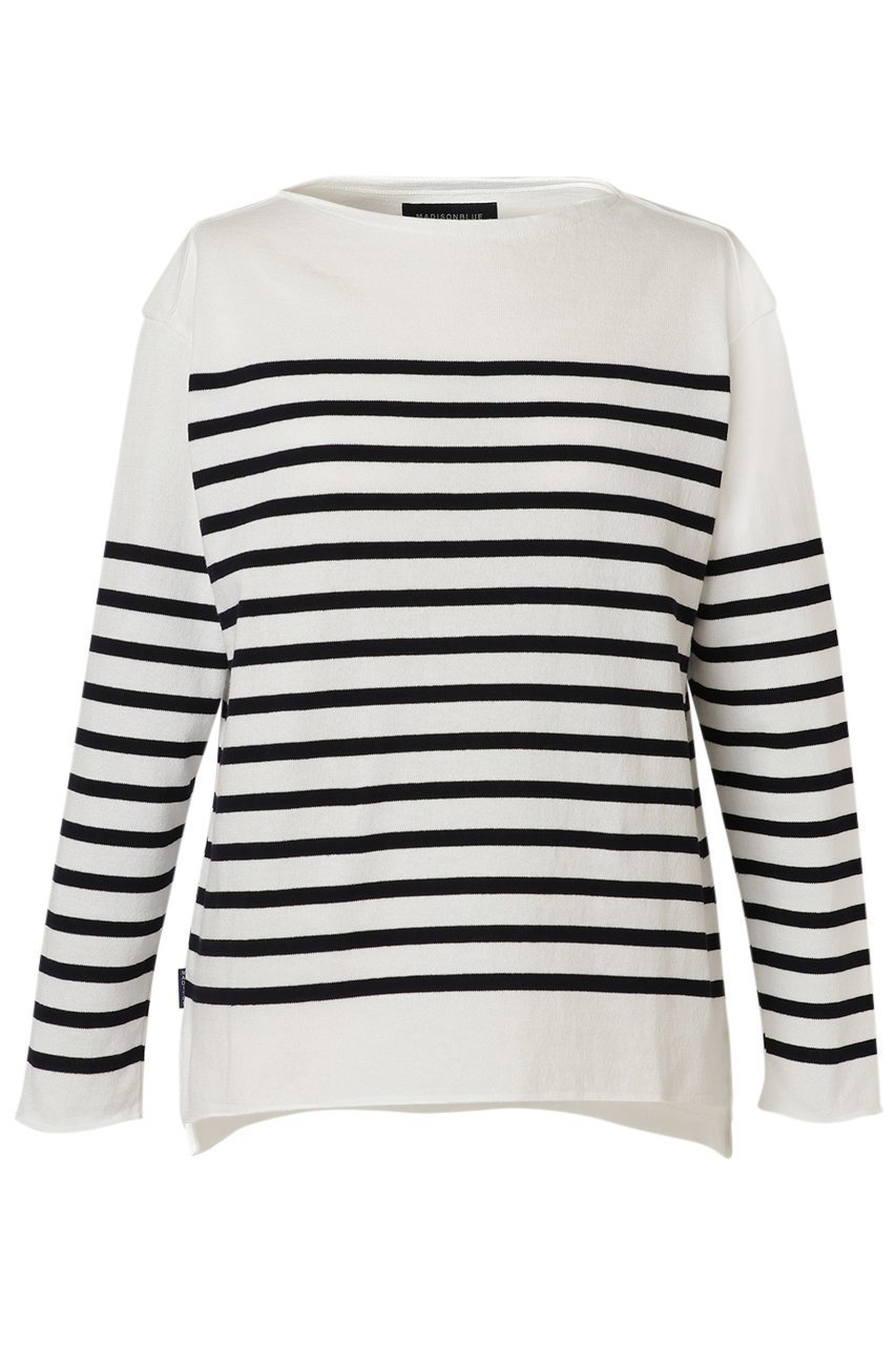 【マディソンブルー/MADISONBLUE】のBORDER BOAT NECK PO ボーダー ボートネック プルオーバー 人気、トレンドファッション・服の通販 founy(ファニー) 　ファッション　Fashion　レディースファッション　Fashion for Women　トップス・カットソー　Cut & Sew Tops　シャツ・ブラウス・オフィスカジュアル　Elegant Blouses & Button-Ups　ロングTシャツ・Tシャツ　Longline T-Shirts & Tees　カジュアルプルオーバー・ニットトップス　Pullovers & Knit Tops / Casual Pullovers　カットソー・ベーシックTシャツ　Cut-and-Sewn Tops / Stretch Tees & Basics　2025年　2025　2025-2026秋冬・A/W　Autumn/Winter 2025–26 AW25–26　スリーブ　Sleeve, Long Sleeve / Short Sleeve　バスク　Basque, Basque Style　ボーダー　Border, Stripe　ロング　Long, Long-Length　エレガント 上品　Elegant　A/W・秋冬　Autumn/Winter　 other-1|ID: prp329100004626324 ipo3291000000033244017