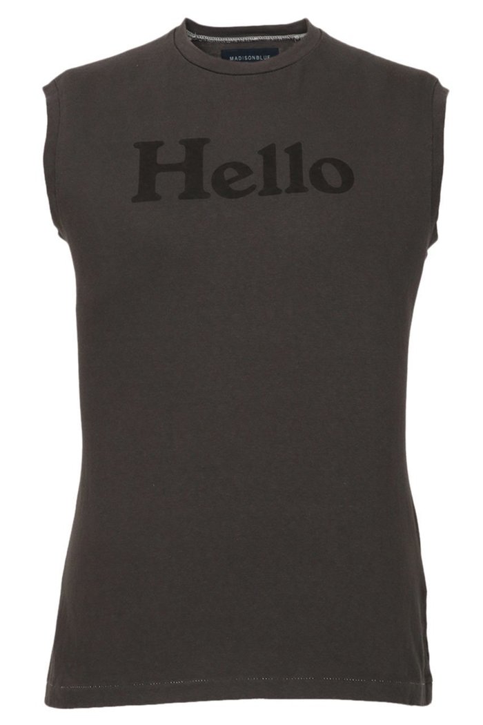 【マディソンブルー/MADISONBLUE】のHELLO NOSLEEVE TEE/HELLO ノースリーブ Tシャツ インテリア・キッズ・メンズ・レディースファッション・服の通販 founy(ファニー) https://founy.com/ ファッション Fashion レディースファッション Fashion for Women トップス・カットソー Cut & Sew Tops キャミソール&ノースリーブ Camisoles & Sleeveless Tops シャツ・ブラウス・オフィスカジュアル Elegant Blouses & Button-Ups ロングTシャツ・Tシャツ Longline T-Shirts & Tees カットソー・ベーシックTシャツ Cut-and-Sewn Tops / Stretch Tees & Basics 2025年 2025 2025-2026秋冬・A/W Autumn/Winter 2025–26 AW25–26 インナー Innerwear キャミソール Camisole, Spaghetti Strap Top ジャケット Jacket, Outerwear タンク Tank Top, Sleeveless Top ノースリーブ Sleeveless, No-Sleeve プリント Print, Printed Pattern 夏 Summer 春 Spring S/S・春夏 SS, Spring/Summer, Warm Season A/W・秋冬 Autumn/Winter |ID: prp329100004626328 ipo3291000000033244043