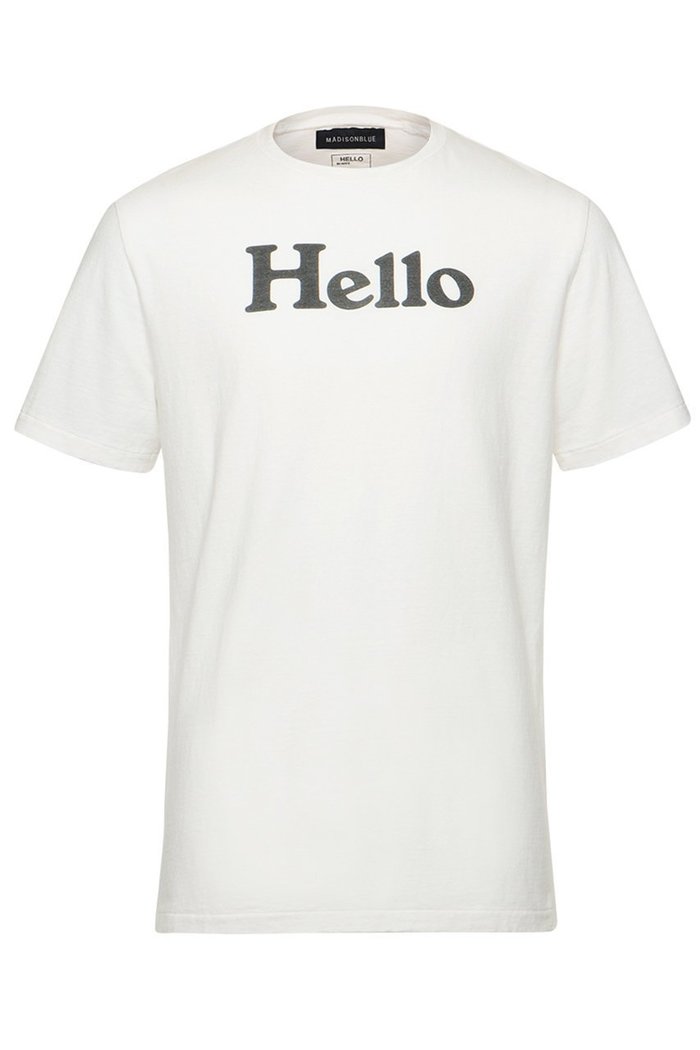 【マディソンブルー/MADISONBLUE / MEN】の【MEN】HELLO TEE MNS/HELLO Tシャツ インテリア・キッズ・メンズ・レディースファッション・服の通販 founy(ファニー) https://founy.com/ ファッション Fashion メンズファッション Fashion for Men トップス・カットソー Cut & Sew Tops メンズシャツ Shirts 2025年 2025 2025-2026秋冬・A/W Autumn/Winter 2025–26 AW25–26 インナー Innerwear ショート Short, Short Length ジャケット Jacket, Outerwear スリーブ Sleeve, Long Sleeve / Short Sleeve プリント Print, Printed Pattern 夏 Summer 春 Spring S/S・春夏 SS, Spring/Summer, Warm Season A/W・秋冬 Autumn/Winter |ID: prp329100004626329 ipo3291000000033244052