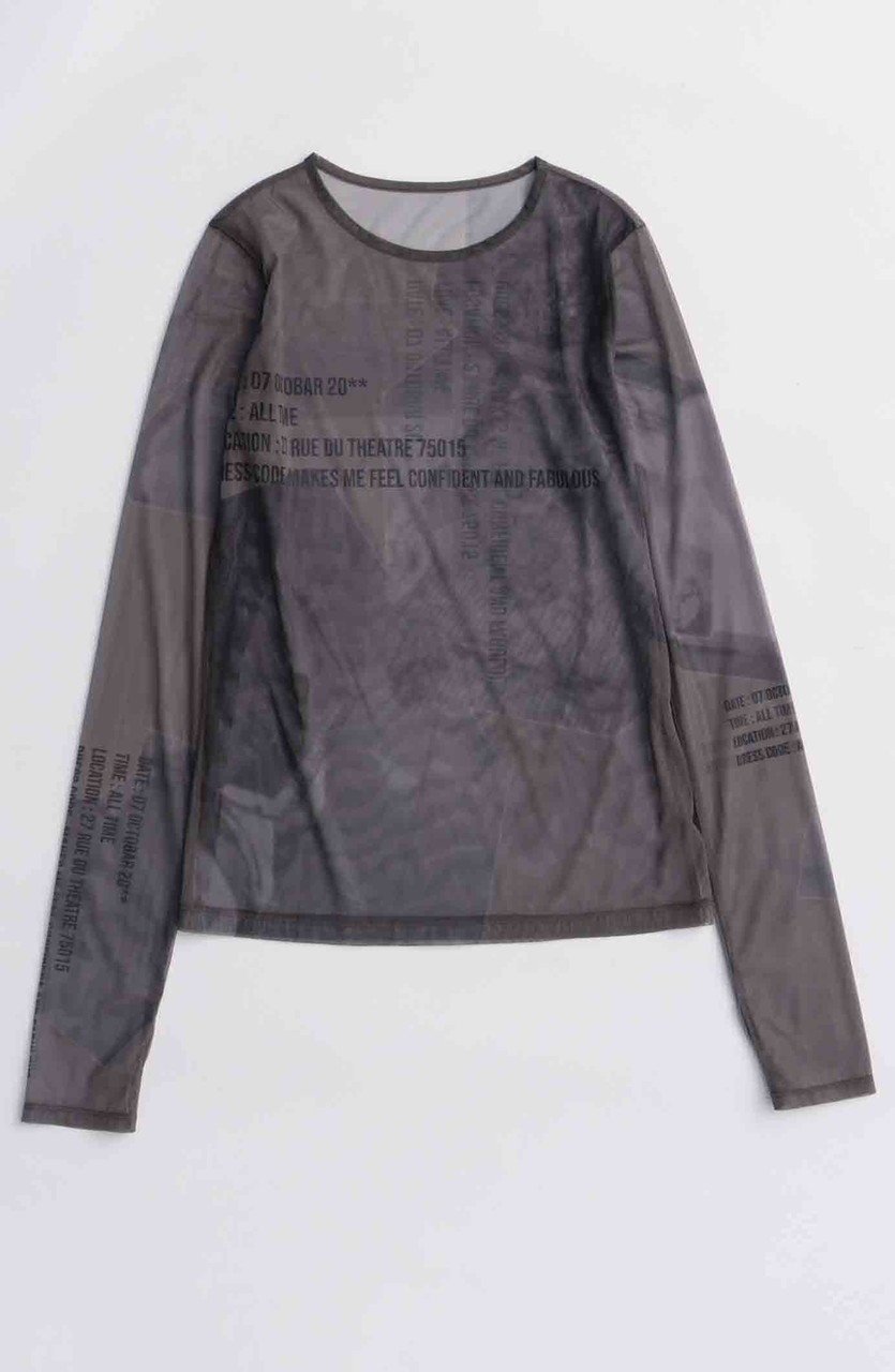 【メゾンスペシャル/MAISON SPECIAL】のORDINARY DAYS/ORDINARY DAYSプリントシアートップス インテリア・キッズ・メンズ・レディースファッション・服の通販 founy(ファニー) 　ファッション　Fashion　レディースファッション　Fashion for Women　トップス・カットソー　Cut & Sew Tops　シャツ・ブラウス・オフィスカジュアル　Elegant Blouses & Button-Ups　ロングTシャツ・Tシャツ　Longline T-Shirts & Tees　カットソー・ベーシックTシャツ　Cut-and-Sewn Tops / Stretch Tees & Basics　インナー　Innerwear　キャミワンピース　Cami Dress, Slip Dress　シアー　Sheer, See-Through　ストレッチ　Stretch, Stretchy Fabric　スリーブ　Sleeve, Long Sleeve / Short Sleeve　フィット　Fit, Slim Fit　プリント　Print, Printed Pattern　ボトム　Bottoms, Lower Wear　ロング　Long, Long-Length　C.GRY(チャコールグレー)|ID: prp329100004626347 ipo3291000000033244221