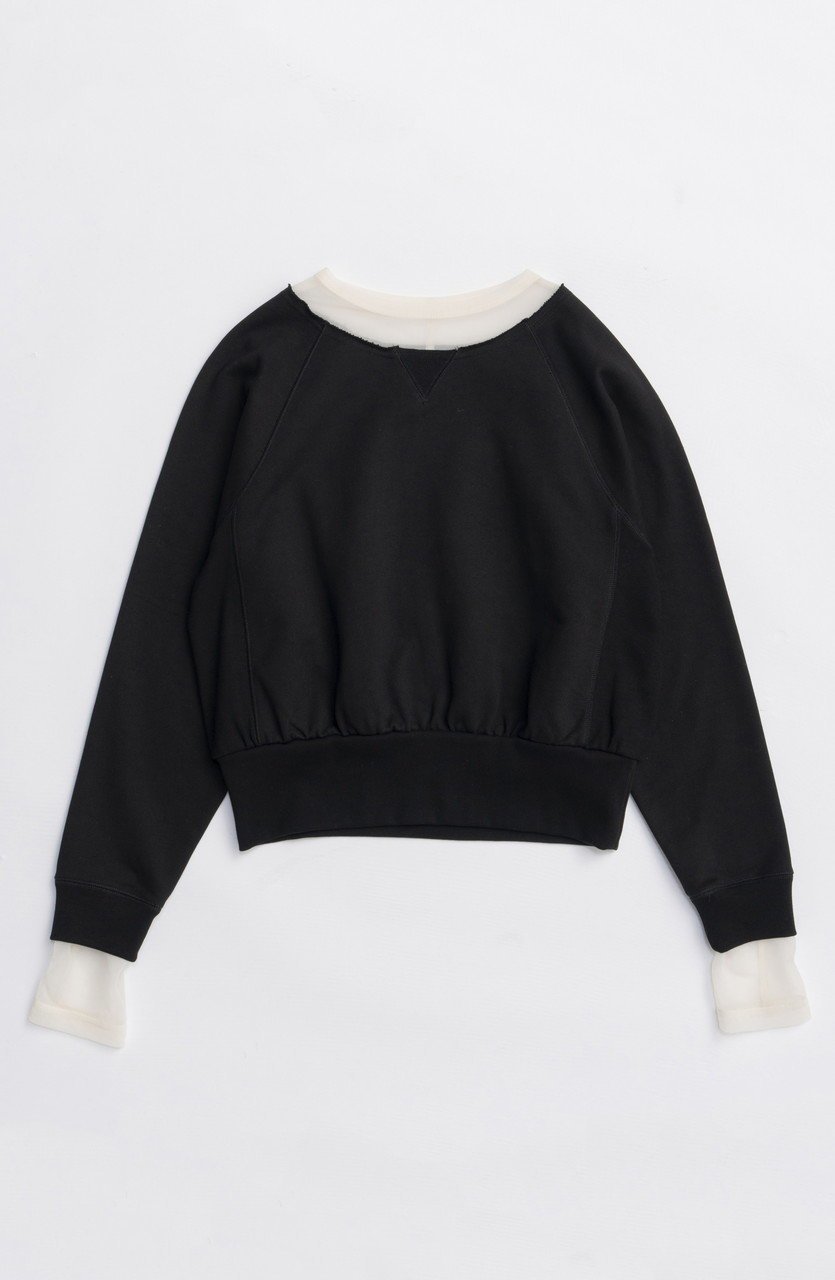【メゾンスペシャル/MAISON SPECIAL】のSheer Neck Sweatshirt/シアーネックスウェット インテリア・キッズ・メンズ・レディースファッション・服の通販 founy(ファニー) 　ファッション　Fashion　レディースファッション　Fashion for Women　トップス・カットソー　Cut & Sew Tops　シャツ・ブラウス・オフィスカジュアル　Elegant Blouses & Button-Ups　レディースパーカー・カジュアルフーディー　Casual Hoodies & Sweatshirts　ロングTシャツ・Tシャツ　Longline T-Shirts & Tees　スウェット・クルーネックトップス　Sweatshirts & Crewnecks / Relaxed Fit Sweat Tops　カットソー・ベーシックTシャツ　Cut-and-Sewn Tops / Stretch Tees & Basics　シアー　Sheer, See-Through　シンプル　Simple, Minimal　スウェット / スエット　Sweatshirt, Sweatwear　ドッキング　Docking, Mixed Material　ベーシック　Basic, Essential　春　Spring　秋　Autumn　BLK(ブラック)|ID: prp329100004626349 ipo3291000000033244234