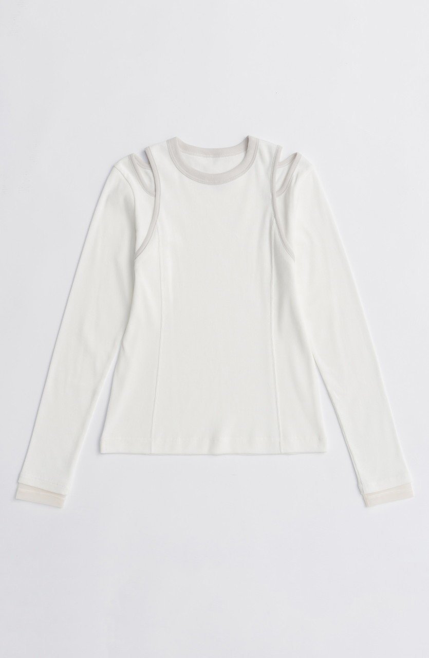 【メゾンスペシャル/MAISON SPECIAL】のShoulder Slit Ribbed Tops/ショルダースリットリブトップス インテリア・キッズ・メンズ・レディースファッション・服の通販 founy(ファニー) 　ファッション　Fashion　レディースファッション　Fashion for Women　トップス・カットソー　Cut & Sew Tops　シャツ・ブラウス・オフィスカジュアル　Elegant Blouses & Button-Ups　ロングTシャツ・Tシャツ　Longline T-Shirts & Tees　カットソー・ベーシックTシャツ　Cut-and-Sewn Tops / Stretch Tees & Basics　シアー　Sheer, See-Through　ショルダー　Shoulder, Shoulder Strap　シンプル　Simple, Minimal　スリット　Slit, Slit Detail　スリーブ　Sleeve, Long Sleeve / Short Sleeve　ロング　Long, Long-Length　WHT(ホワイト)|ID: prp329100004626356 ipo3291000000033244289