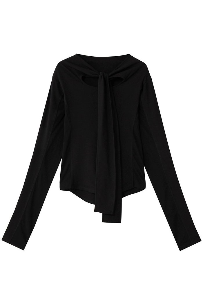 【メゾンスペシャル/MAISON SPECIAL】のRibbon Cutout Tops/リボンカットアウトトップス インテリア・キッズ・メンズ・レディースファッション・服の通販 founy(ファニー) https://founy.com/ ファッション Fashion レディースファッション Fashion for Women トップス・カットソー Cut & Sew Tops シャツ・ブラウス・オフィスカジュアル Elegant Blouses & Button-Ups ロングTシャツ・Tシャツ Longline T-Shirts & Tees カットソー・ベーシックTシャツ Cut-and-Sewn Tops / Stretch Tees & Basics インナー Innerwear コンパクト Compact, Small Size シンプル Simple, Minimal ストレッチ Stretch, Stretchy Fabric スリーブ Sleeve, Long Sleeve / Short Sleeve リボン Ribbon, Bow ロング Long, Long-Length |ID: prp329100004626357 ipo3291000000035888297