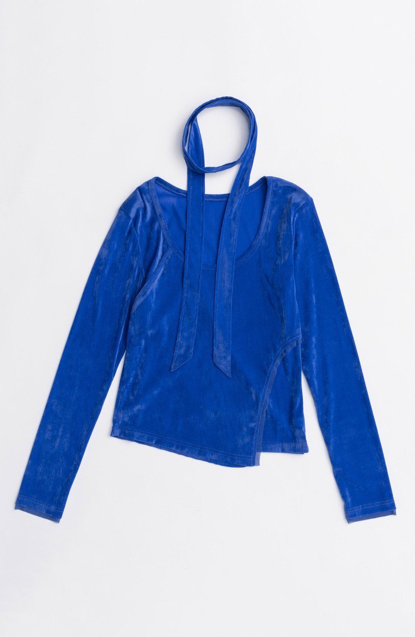 【メゾンスペシャル/MAISON SPECIAL】のSheer Velour Asymmetrical Tops/シアーベロアアシメトップス インテリア・キッズ・メンズ・レディースファッション・服の通販 founy(ファニー) 　ファッション　Fashion　レディースファッション　Fashion for Women　トップス・カットソー　Cut & Sew Tops　シャツ・ブラウス・オフィスカジュアル　Elegant Blouses & Button-Ups　ロングTシャツ・Tシャツ　Longline T-Shirts & Tees　カットソー・ベーシックTシャツ　Cut-and-Sewn Tops / Stretch Tees & Basics　ベロアトップス　Velour Tops / Velvet-Look Items　2025年　2025　2025-2026秋冬・A/W　Autumn/Winter 2025–26 AW25–26　スクエア　Square, Square Shape　スリット　Slit, Slit Detail　スリーブ　Sleeve, Long Sleeve / Short Sleeve　デコルテ　Décolleté, Neckline　ベロア　Velour, Soft Velvet　ロング　Long, Long-Length　A/W・秋冬　Autumn/Winter　BLU(ブルー)|ID: prp329100004626360 ipo3291000000033244326