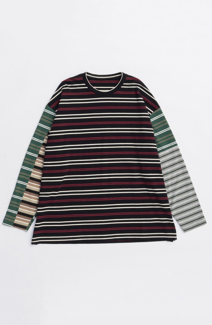 【メゾンスペシャル/MAISON SPECIAL】のMulti Stripe Long Sleeve T-shirt/マルチストライプロンTEE インテリア・キッズ・メンズ・レディースファッション・服の通販 founy(ファニー) 　ファッション　Fashion　レディースファッション　Fashion for Women　トップス・カットソー　Cut & Sew Tops　シャツ・ブラウス・オフィスカジュアル　Elegant Blouses & Button-Ups　ロングTシャツ・Tシャツ　Longline T-Shirts & Tees　カットソー・ベーシックTシャツ　Cut-and-Sewn Tops / Stretch Tees & Basics　2025年　2025　2025-2026秋冬・A/W　Autumn/Winter 2025–26 AW25–26　カットソー　Cut and Sewn Top　シンプル　Simple, Minimal　スリーブ　Sleeve, Long Sleeve / Short Sleeve　ボトム　Bottoms, Lower Wear　ボーダー　Border, Stripe　ロング　Long, Long-Length　再入荷　Restock / Back in Stock　A/W・秋冬　Autumn/Winter　BLK(ブラック)|ID: prp329100004626366 ipo3291000000033244390