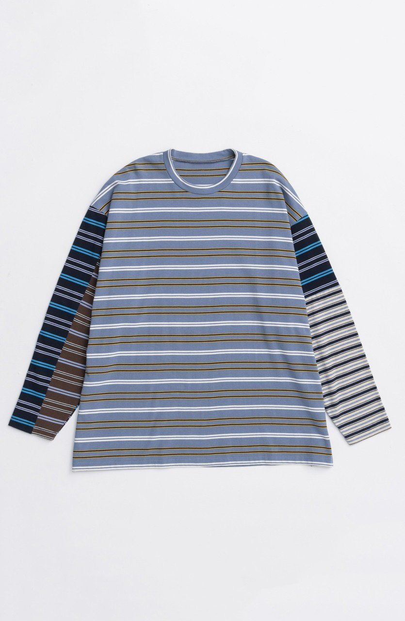 【メゾンスペシャル/MAISON SPECIAL】のMulti Stripe Long Sleeve T-shirt/マルチストライプロンTEE インテリア・キッズ・メンズ・レディースファッション・服の通販 founy(ファニー) 　ファッション　Fashion　レディースファッション　Fashion for Women　トップス・カットソー　Cut & Sew Tops　シャツ・ブラウス・オフィスカジュアル　Elegant Blouses & Button-Ups　ロングTシャツ・Tシャツ　Longline T-Shirts & Tees　カットソー・ベーシックTシャツ　Cut-and-Sewn Tops / Stretch Tees & Basics　2025年　2025　2025-2026秋冬・A/W　Autumn/Winter 2025–26 AW25–26　カットソー　Cut and Sewn Top　シンプル　Simple, Minimal　スリーブ　Sleeve, Long Sleeve / Short Sleeve　ボトム　Bottoms, Lower Wear　ボーダー　Border, Stripe　ロング　Long, Long-Length　再入荷　Restock / Back in Stock　A/W・秋冬　Autumn/Winter　BLU(ブルー)|ID: prp329100004626366 ipo3291000000033244392