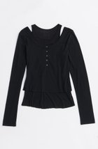 【メゾンスペシャル/MAISON SPECIAL】のLayered Henley Neck Tops/レイヤードヘンリーネックトップス BLK(ブラック)|ID: prp329100004626369 ipo3291000000033244411