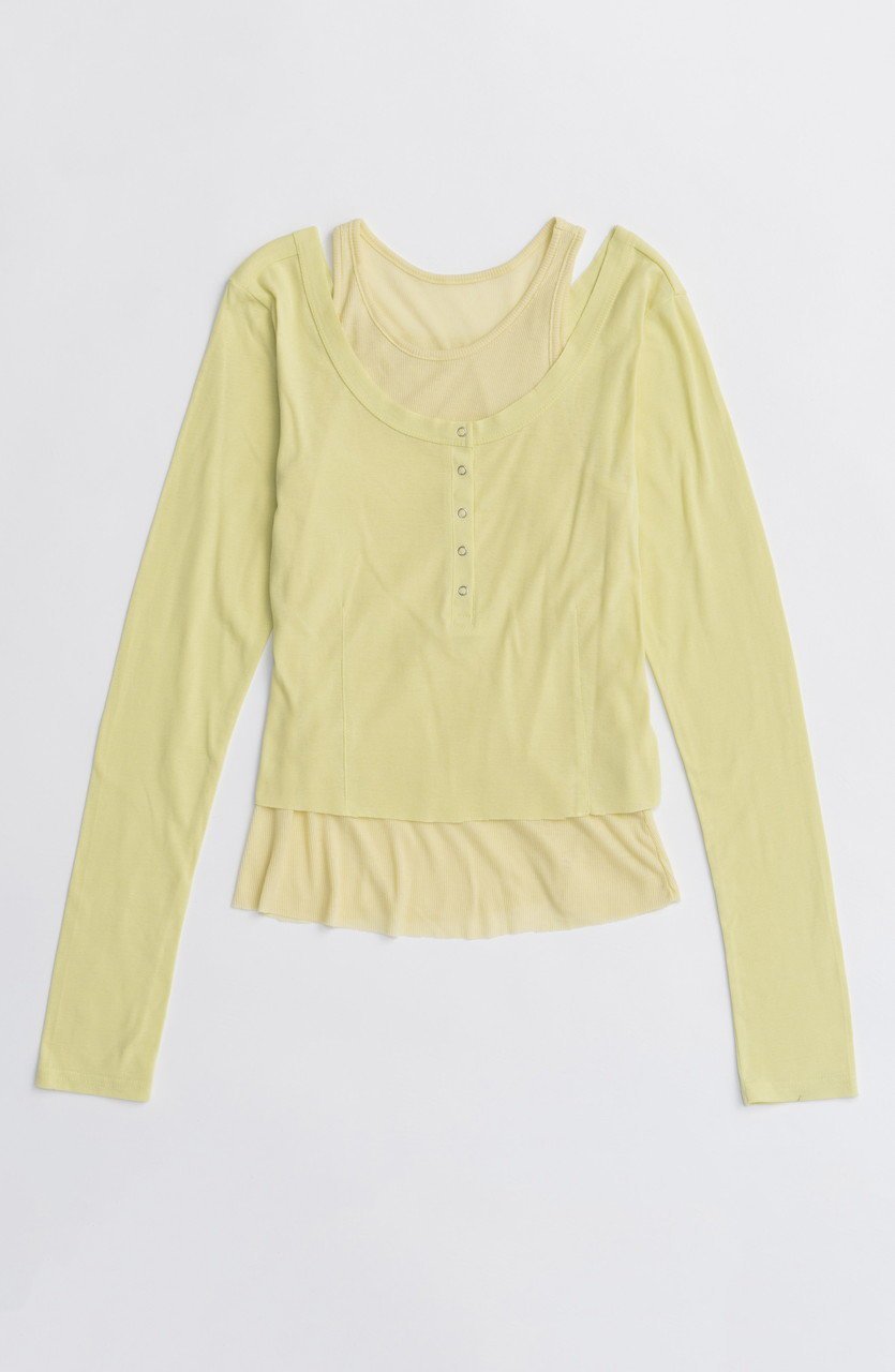 【メゾンスペシャル/MAISON SPECIAL】のLayered Henley Neck Tops/レイヤードヘンリーネックトップス インテリア・キッズ・メンズ・レディースファッション・服の通販 founy(ファニー) ファッション Fashion レディースファッション Fashion for Women トップス・カットソー Cut & Sew Tops シャツ・ブラウス・オフィスカジュアル Elegant Blouses & Button-Ups ロングTシャツ・Tシャツ Longline T-Shirts & Tees カットソー・ベーシックTシャツ Cut-and-Sewn Tops / Stretch Tees & Basics シンプル Simple, Minimal スリーブ Sleeve, Long Sleeve / Short Sleeve ロング Long, Long-Length L.GRN(ライトグリーン)|ID: prp329100004626369 ipo3291000000033244415