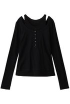 【メゾンスペシャル/MAISON SPECIAL】のLayered Henley Neck Tops/レイヤードヘンリーネックトップス BLK(ブラック)|ID: prp329100004626369 ipo3291000000036100784