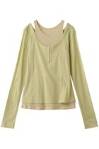 【メゾンスペシャル/MAISON SPECIAL】のLayered Henley Neck Tops/レイヤードヘンリーネックトップス L.GRN(ライトグリーン)|ID: prp329100004626369 ipo3291000000036100786