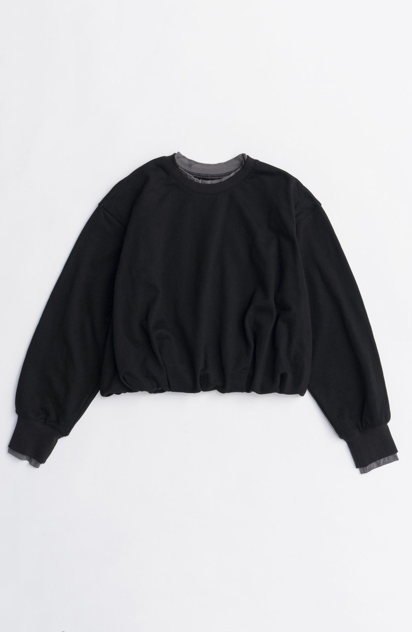 【メゾンスペシャル/MAISON SPECIAL】のBalloon Short Sweatshirt/バルーンショートスウェット インテリア・キッズ・メンズ・レディースファッション・服の通販 founy(ファニー) 　ファッション　Fashion　レディースファッション　Fashion for Women　トップス・カットソー　Cut & Sew Tops　シャツ・ブラウス・オフィスカジュアル　Elegant Blouses & Button-Ups　レディースパーカー・カジュアルフーディー　Casual Hoodies & Sweatshirts　ロングTシャツ・Tシャツ　Longline T-Shirts & Tees　スウェット・クルーネックトップス　Sweatshirts & Crewnecks / Relaxed Fit Sweat Tops　カットソー・ベーシックTシャツ　Cut-and-Sewn Tops / Stretch Tees & Basics　おすすめ　Recommended / Our Picks　シンプル　Simple, Minimal　スウェット / スエット　Sweatshirt, Sweatwear　バルーン　Balloon, Balloon Silhouette　フェミニン　Feminine, Girly　春　Spring　無地　Plain, Solid Color　秋　Autumn　BLK(ブラック)|ID: prp329100004626372 ipo3291000000033244428