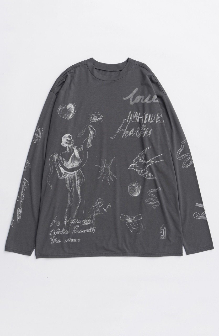【メゾンスペシャル/MAISON SPECIAL】のDrawing Long Sleeve T-shirt/ドローイングロンTEE インテリア・キッズ・メンズ・レディースファッション・服の通販 founy(ファニー) 　ファッション　Fashion　レディースファッション　Fashion for Women　トップス・カットソー　Cut & Sew Tops　シャツ・ブラウス・オフィスカジュアル　Elegant Blouses & Button-Ups　ロングTシャツ・Tシャツ　Longline T-Shirts & Tees　カットソー・ベーシックTシャツ　Cut-and-Sewn Tops / Stretch Tees & Basics　2025年　2025　2025-2026秋冬・A/W　Autumn/Winter 2025–26 AW25–26　カットソー　Cut and Sewn Top　スリーブ　Sleeve, Long Sleeve / Short Sleeve　プリント　Print, Printed Pattern　ロング　Long, Long-Length　再入荷　Restock / Back in Stock　秋　Autumn　A/W・秋冬　Autumn/Winter　C.GRY(チャコールグレー)|ID: prp329100004626374 ipo3291000000033244443