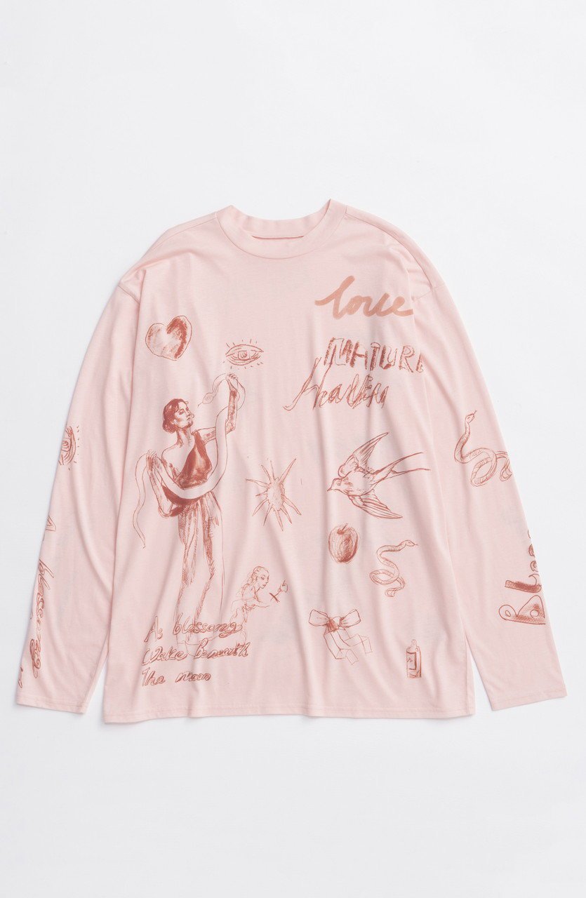 【メゾンスペシャル/MAISON SPECIAL】のDrawing Long Sleeve T-shirt/ドローイングロンTEE インテリア・キッズ・メンズ・レディースファッション・服の通販 founy(ファニー) 　ファッション　Fashion　レディースファッション　Fashion for Women　トップス・カットソー　Cut & Sew Tops　シャツ・ブラウス・オフィスカジュアル　Elegant Blouses & Button-Ups　ロングTシャツ・Tシャツ　Longline T-Shirts & Tees　カットソー・ベーシックTシャツ　Cut-and-Sewn Tops / Stretch Tees & Basics　2025年　2025　2025-2026秋冬・A/W　Autumn/Winter 2025–26 AW25–26　カットソー　Cut and Sewn Top　スリーブ　Sleeve, Long Sleeve / Short Sleeve　プリント　Print, Printed Pattern　ロング　Long, Long-Length　再入荷　Restock / Back in Stock　秋　Autumn　A/W・秋冬　Autumn/Winter　PNK(ピンク)|ID: prp329100004626374 ipo3291000000033244447