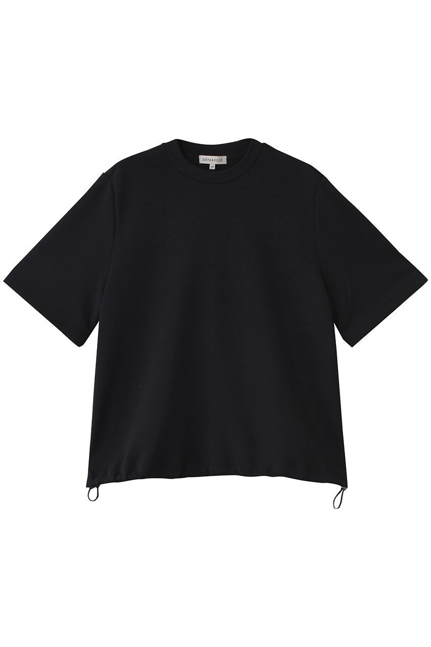 【デパリエ/DEPAREILLE】のポンチドローストリングTシャツ インテリア・キッズ・メンズ・レディースファッション・服の通販 founy(ファニー) 　ファッション　Fashion　レディースファッション　Fashion for Women　トップス・カットソー　Cut & Sew Tops　シャツ・ブラウス・オフィスカジュアル　Elegant Blouses & Button-Ups　ロングTシャツ・Tシャツ　Longline T-Shirts & Tees　カットソー・ベーシックTシャツ　Cut-and-Sewn Tops / Stretch Tees & Basics　ショート　Short, Short Length　スリーブ　Sleeve, Long Sleeve / Short Sleeve　ベーシック　Basic, Essential　ボトム　Bottoms, Lower Wear　エレガント 上品　Elegant　新作・新入荷　New Arrivals / New In　ブラック|ID: prp329100004626377 ipo3291000000033244472