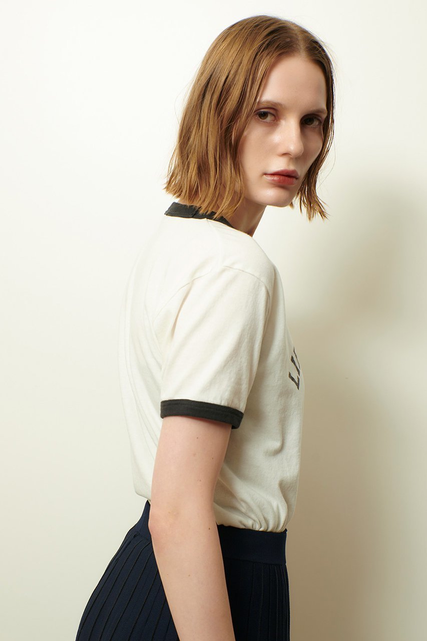 【アルアバイル/allureville】のヴィンテージライクリンガーTシャツ 人気、トレンドファッション・服の通販 founy(ファニー) 　ファッション　Fashion　レディースファッション　Fashion for Women　トップス・カットソー　Cut & Sew Tops　シャツ・ブラウス・オフィスカジュアル　Elegant Blouses & Button-Ups　ロングTシャツ・Tシャツ　Longline T-Shirts & Tees　カットソー・ベーシックTシャツ　Cut-and-Sewn Tops / Stretch Tees & Basics　ショート　Short, Short Length　シンプル　Simple, Minimal　スリーブ　Sleeve, Long Sleeve / Short Sleeve　デニム　Denim, Jeans Material　フロント　Front, Front Design　ヴィンテージ　Vintage Style　other-7|ID: prp329100004626379 ipo3291000000033758063