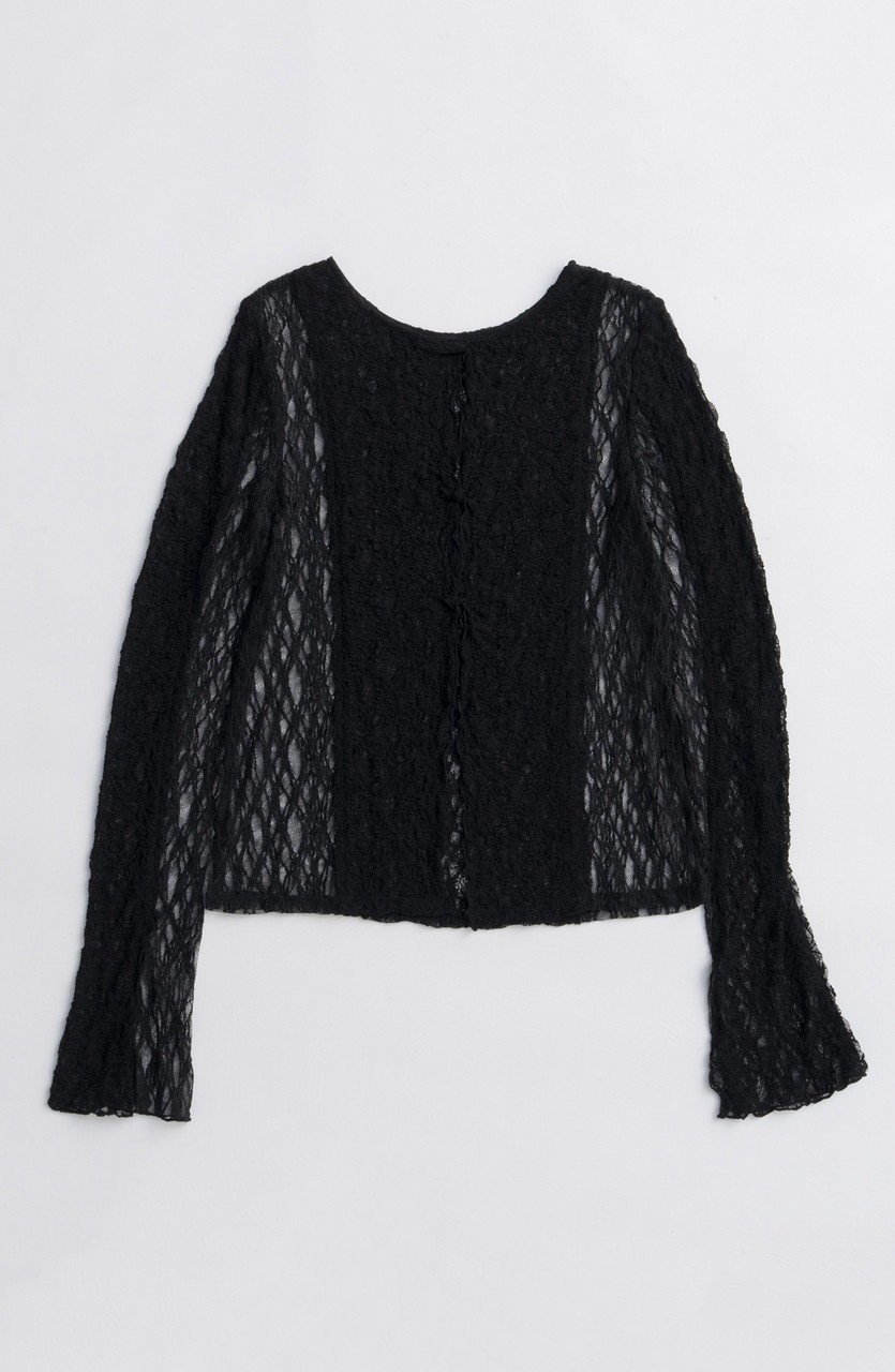 【メゾンスペシャル/MAISON SPECIAL】のLace Tops/レーストップス インテリア・キッズ・メンズ・レディースファッション・服の通販 founy(ファニー) 　ファッション　Fashion　レディースファッション　Fashion for Women　トップス・カットソー　Cut & Sew Tops　シャツ・ブラウス・オフィスカジュアル　Elegant Blouses & Button-Ups　ロングTシャツ・Tシャツ　Longline T-Shirts & Tees　カットソー・ベーシックTシャツ　Cut-and-Sewn Tops / Stretch Tees & Basics　ストレッチ　Stretch, Stretchy Fabric　スリーブ　Sleeve, Long Sleeve / Short Sleeve　パターン　Pattern, Design Print　フィット　Fit, Slim Fit　フェミニン　Feminine, Girly　レース　Lace, Lace Fabric　ロング　Long, Long-Length　A/W・秋冬　Autumn/Winter　2025年　2025　2025-2026秋冬・A/W　Autumn/Winter 2025–26 AW25–26　BLK(ブラック)|ID: prp329100004626388 ipo3291000000033244564