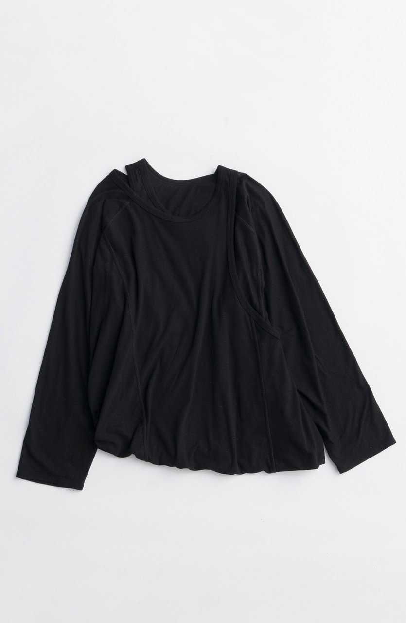【メゾンスペシャル/MAISON SPECIAL】の2way Balloon Tops/2WAYバルーントップス インテリア・キッズ・メンズ・レディースファッション・服の通販 founy(ファニー) 　ファッション　Fashion　レディースファッション　Fashion for Women　トップス・カットソー　Cut & Sew Tops　シャツ・ブラウス・オフィスカジュアル　Elegant Blouses & Button-Ups　ロングTシャツ・Tシャツ　Longline T-Shirts & Tees　カットソー・ベーシックTシャツ　Cut-and-Sewn Tops / Stretch Tees & Basics　2025年　2025　2025-2026秋冬・A/W　Autumn/Winter 2025–26 AW25–26　インナー　Innerwear　スリーブ　Sleeve, Long Sleeve / Short Sleeve　ツイスト　Tweed, Tweed Fabric　ドッキング　Docking, Mixed Material　バルーン　Balloon, Balloon Silhouette　フィット　Fit, Slim Fit　ミックス　Mix, Mixed Style　ルーズ　Loose, Oversized　ロング　Long, Long-Length　A/W・秋冬　Autumn/Winter　BLK(ブラック)|ID: prp329100004626390 ipo3291000000033244590