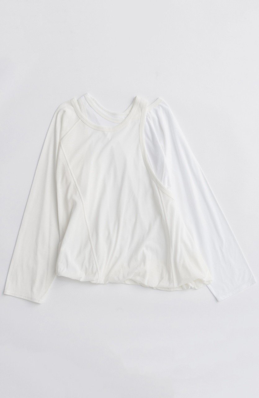 【メゾンスペシャル/MAISON SPECIAL】の2way Balloon Tops/2WAYバルーントップス インテリア・キッズ・メンズ・レディースファッション・服の通販 founy(ファニー) 　ファッション　Fashion　レディースファッション　Fashion for Women　トップス・カットソー　Cut & Sew Tops　シャツ・ブラウス・オフィスカジュアル　Elegant Blouses & Button-Ups　ロングTシャツ・Tシャツ　Longline T-Shirts & Tees　カットソー・ベーシックTシャツ　Cut-and-Sewn Tops / Stretch Tees & Basics　2025年　2025　2025-2026秋冬・A/W　Autumn/Winter 2025–26 AW25–26　インナー　Innerwear　スリーブ　Sleeve, Long Sleeve / Short Sleeve　ツイスト　Tweed, Tweed Fabric　ドッキング　Docking, Mixed Material　バルーン　Balloon, Balloon Silhouette　フィット　Fit, Slim Fit　ミックス　Mix, Mixed Style　ルーズ　Loose, Oversized　ロング　Long, Long-Length　A/W・秋冬　Autumn/Winter　WHT(ホワイト)|ID: prp329100004626390 ipo3291000000033244593