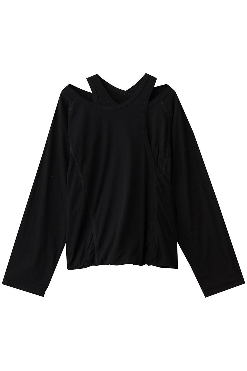 【メゾンスペシャル/MAISON SPECIAL】の2way Balloon Tops/2WAYバルーントップス インテリア・キッズ・メンズ・レディースファッション・服の通販 founy(ファニー) 　ファッション　Fashion　レディースファッション　Fashion for Women　トップス・カットソー　Cut & Sew Tops　シャツ・ブラウス・オフィスカジュアル　Elegant Blouses & Button-Ups　ロングTシャツ・Tシャツ　Longline T-Shirts & Tees　カットソー・ベーシックTシャツ　Cut-and-Sewn Tops / Stretch Tees & Basics　インナー　Innerwear　スリーブ　Sleeve, Long Sleeve / Short Sleeve　ツイスト　Tweed, Tweed Fabric　ドッキング　Docking, Mixed Material　バルーン　Balloon, Balloon Silhouette　フィット　Fit, Slim Fit　ミックス　Mix, Mixed Style　ルーズ　Loose, Oversized　ロング　Long, Long-Length　BLK(ブラック)|ID: prp329100004626390 ipo3291000000035451788
