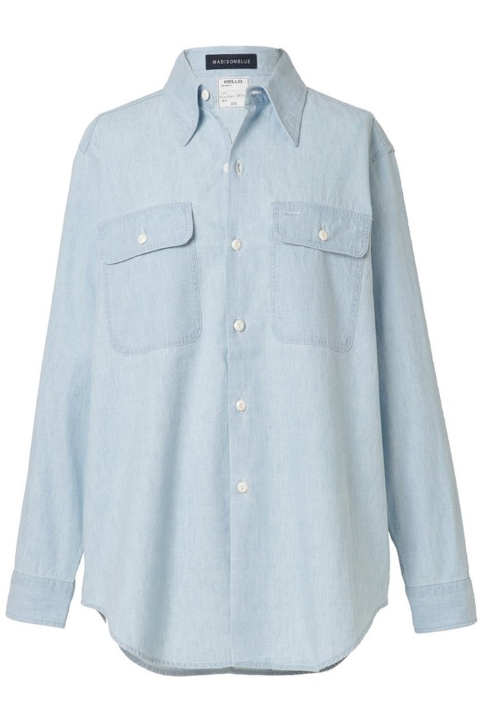 【マディソンブルー/MADISONBLUE】のHAMPTON SHIRT CHAMBRAY(VW) ハンプトン シャンブレーシャツ インテリア・キッズ・メンズ・レディースファッション・服の通販 founy(ファニー) https://founy.com/ ファッション Fashion レディースファッション Fashion for Women トップス・カットソー Cut & Sew Tops シャツ・ブラウス・オフィスカジュアル Elegant Blouses & Button-Ups シャンブレー Chambray, Denim-Like Fabric スリーブ Sleeve, Long Sleeve / Short Sleeve パッチ Patch, Appliqué フラップ Flap, Flap Pocket ポケット Pocket, Pocket Detail ロング Long, Long-Length ワーク Workwear, Utility Style |ID: prp329100004626398 ipo3291000000036100828