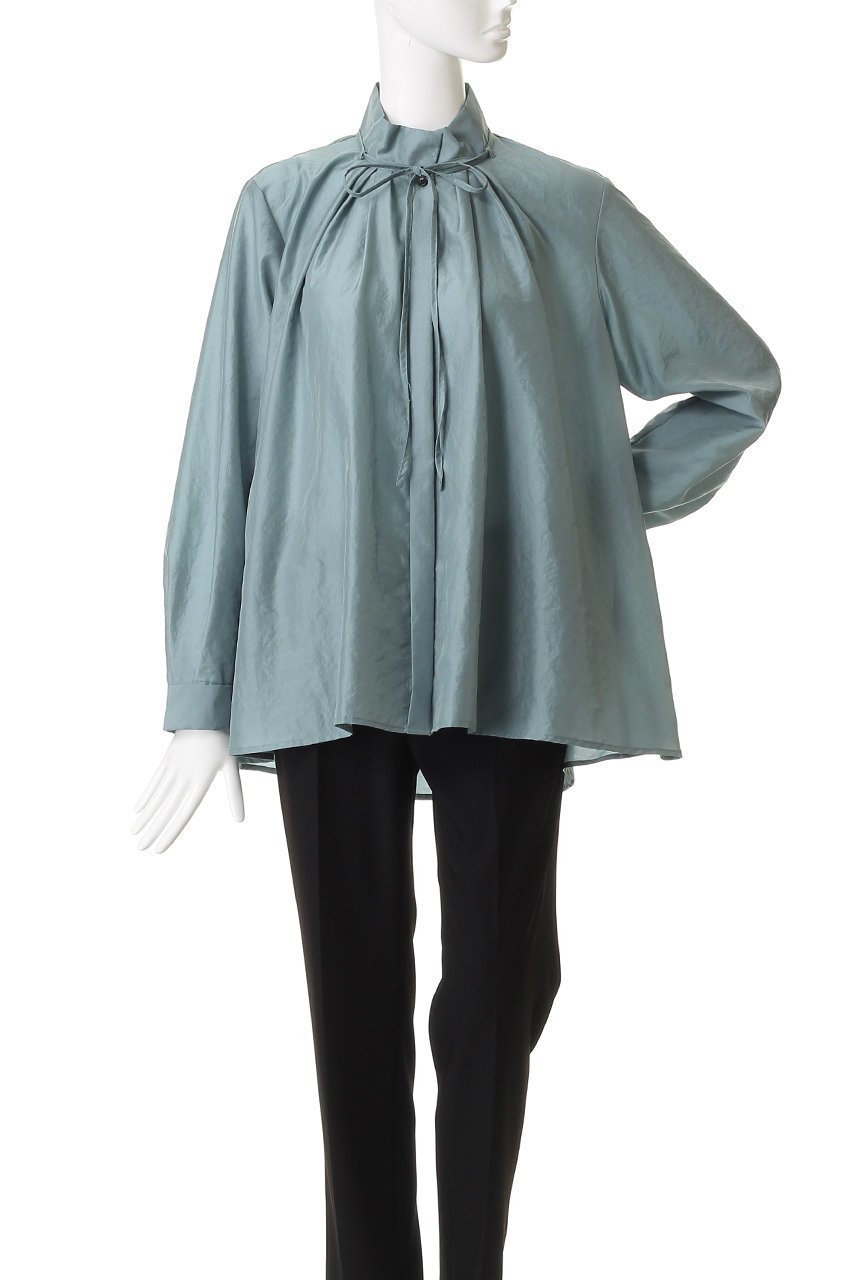 【ランバン オン ブルー/LANVIN en Bleu】のスタンドカラータックブラウス 人気、トレンドファッション・服の通販 founy(ファニー)  ファッション Fashion レディースファッション Fashion for Women トップス・カットソー Cut & Sew Tops シャツ・ブラウス・オフィスカジュアル Elegant Blouses & Button-Ups クラシカル Classical, Vintage-Inspired コンパクト Compact, Small Size シルク Silk, 100% Silk スタンド Stand Collar, Upright Stand スマート Smart, Elegant スリーブ Sleeve, Long Sleeve / Short Sleeve ファブリック Fabric, Textile フロント Front, Front Design リボン Ribbon, Bow リラックス Relax, Relaxed Fit ロング Long, Long-Length エレガント 上品 Elegant other-5|ID: prp329100004626405 ipo3291000000034397901