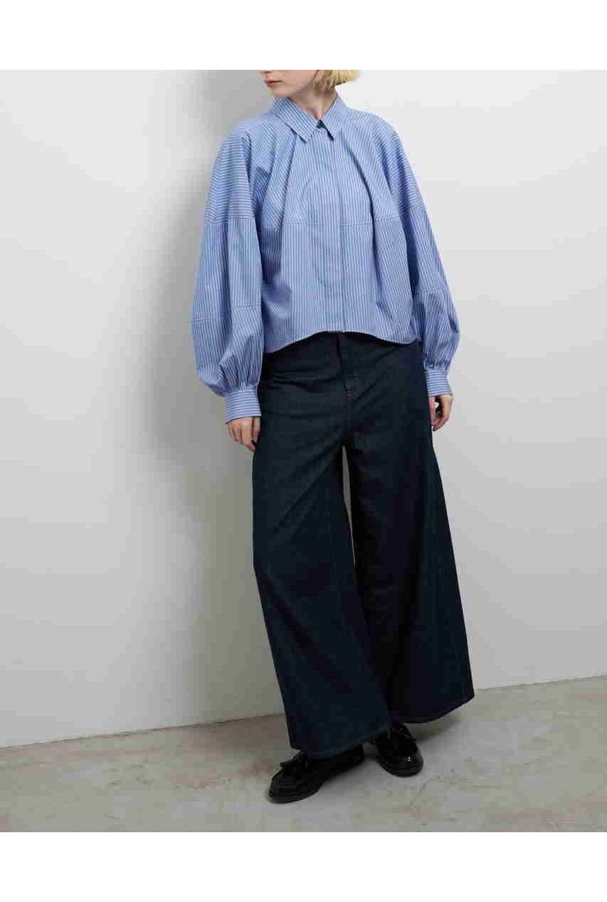 【ランバン オン ブルー/LANVIN en Bleu】のTHOMAS MASONボリュームシャツ インテリア・キッズ・メンズ・レディースファッション・服の通販 founy(ファニー) 　ファッション　Fashion　レディースファッション　Fashion for Women　トップス・カットソー　Cut & Sew Tops　シャツ・ブラウス・オフィスカジュアル　Elegant Blouses & Button-Ups　2025年　2025　2025-2026秋冬・A/W　Autumn/Winter 2025–26 AW25–26　スリーブ　Sleeve, Long Sleeve / Short Sleeve　バランス　Balance, Style Balance　バルーン　Balloon, Balloon Silhouette　ファブリック　Fabric, Textile　フロント　Front, Front Design　ボトム　Bottoms, Lower Wear　マニッシュ　Mannish, Boyish　ロング　Long, Long-Length　エレガント 上品　Elegant　A/W・秋冬　Autumn/Winter　ブルーストライプ|ID: prp329100004626408 ipo3291000000033244741