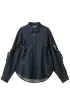 【ランバン オン ブルー/LANVIN en Bleu】のデニムフリルブラウス インディゴ|ID: prp329100004626411 ipo3291000000035888442
