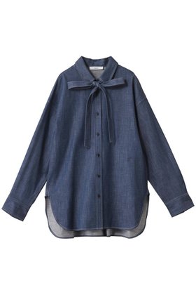 【エブール/ebure】のライトオンスデニム ボウタイシャツ 人気、トレンドファッション・服の通販 founy(ファニー) ファッション Fashion レディースファッション Fashion for Women トップス・カットソー Cut & Sew Tops シャツ・ブラウス・オフィスカジュアル Elegant Blouses & Button-Ups コンパクト Compact, Small Size スリーブ Sleeve, Long Sleeve / Short Sleeve デニム Denim, Jeans Material リボン Ribbon, Bow ロング Long, Long-Length ワンポイント One Point, Statement Accent 羽織 Haori, Light Jacket |ID:prp329100004626413