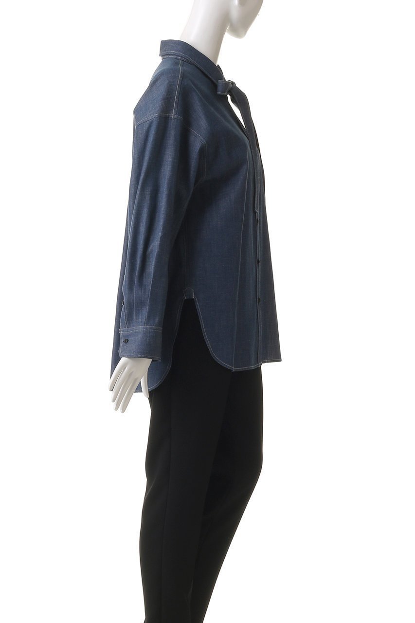 【エブール/ebure】の【8/8 0:00販売開始】ライトオンスデニム ボウタイシャツ 人気、トレンドファッション・服の通販 founy(ファニー) 　ファッション　Fashion　レディースファッション　Fashion for Women　トップス・カットソー　Cut & Sew Tops　シャツ・ブラウス・オフィスカジュアル　Elegant Blouses & Button-Ups　2025年　2025　2025-2026秋冬・A/W　Autumn/Winter 2025–26 AW25–26　コンパクト　Compact, Small Size　スリーブ　Sleeve, Long Sleeve / Short Sleeve　デニム　Denim, Jeans Material　リボン　Ribbon, Bow　ロング　Long, Long-Length　ワンポイント　One Point, Statement Accent　A/W・秋冬　Autumn/Winter　羽織　Haori, Light Jacket　other-3|ID: prp329100004626413 ipo3291000000033244776