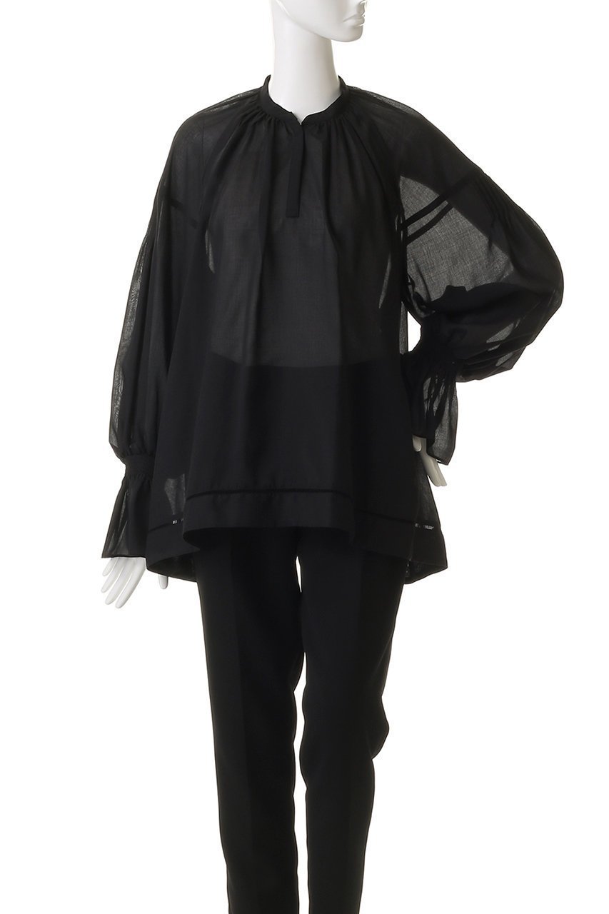 【アルアバイル/allureville】のソフトオーガンジーブラウス 人気、トレンドファッション・服の通販 founy(ファニー) 　ファッション　Fashion　レディースファッション　Fashion for Women　トップス・カットソー　Cut & Sew Tops　シャツ・ブラウス・オフィスカジュアル　Elegant Blouses & Button-Ups　エアリー　Airy Texture　オーガンジー　Organza Fabric　シャーリング　Shirring, Ruched　スリーブ　Sleeve, Long Sleeve / Short Sleeve　ヘムライン　Hemline, Bottom Cut　ボトム　Bottoms, Lower Wear　ロング　Long, Long-Length　エレガント 上品　Elegant　other-2|ID: prp329100004626424 ipo3291000000035664060