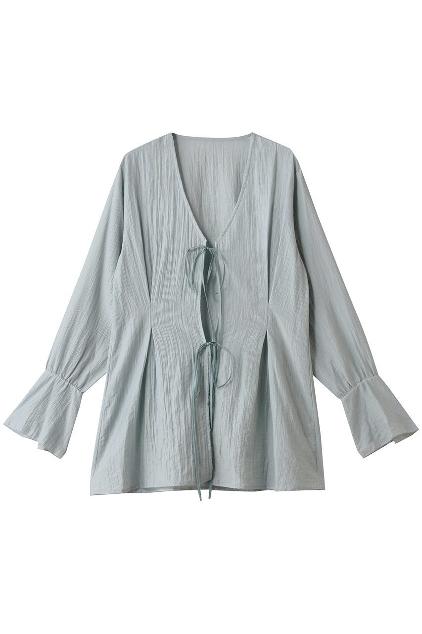 【マノフ/MANOF】のSHEER WASHER BLOUSE シャツ・ブラウス インテリア・キッズ・メンズ・レディースファッション・服の通販 founy(ファニー) 　ファッション　Fashion　レディースファッション　Fashion for Women　トップス・カットソー　Cut & Sew Tops　シャツ・ブラウス・オフィスカジュアル　Elegant Blouses & Button-Ups　2025年　2025　2025-2026秋冬・A/W　Autumn/Winter 2025–26 AW25–26　スウェット / スエット　Sweatshirt, Sweatwear　スリーブ　Sleeve, Long Sleeve / Short Sleeve　デニム　Denim, Jeans Material　ミックス　Mix, Mixed Style　ランダム　Random, Irregular　リボン　Ribbon, Bow　ロング　Long, Long-Length　ワッシャー　Washer, Crinkled Finish　エレガント 上品　Elegant　A/W・秋冬　Autumn/Winter　L.BLU|ID: prp329100004626427 ipo3291000000033244888