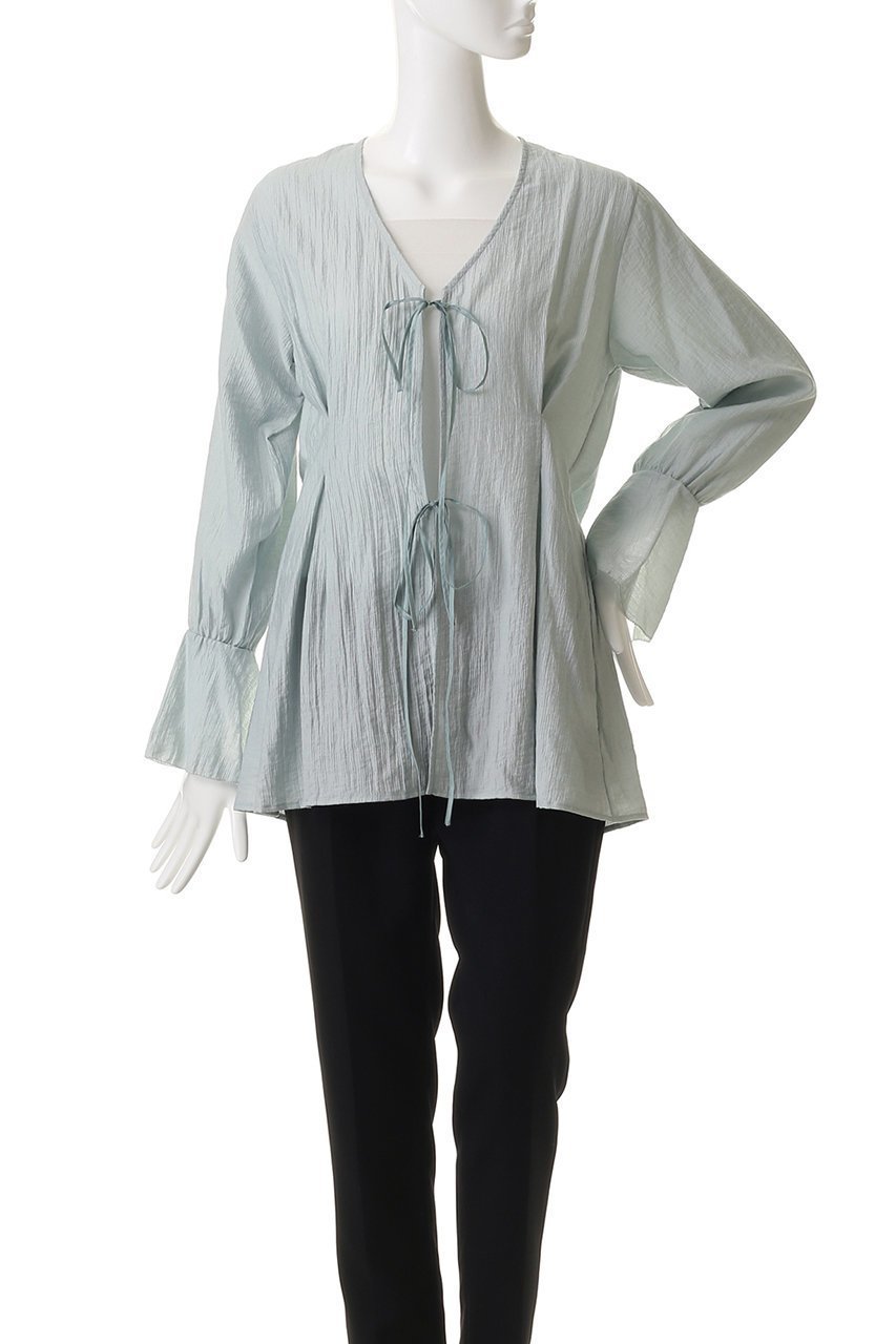 【マノフ/MANOF】のSHEER WASHER BLOUSE シャツ・ブラウス 人気、トレンドファッション・服の通販 founy(ファニー) ファッション Fashion レディースファッション Fashion for Women トップス・カットソー Cut & Sew Tops シャツ・ブラウス・オフィスカジュアル Elegant Blouses & Button-Ups スウェット / スエット Sweatshirt, Sweatwear スリーブ Sleeve, Long Sleeve / Short Sleeve デニム Denim, Jeans Material ミックス Mix, Mixed Style ランダム Random, Irregular リボン Ribbon, Bow ロング Long, Long-Length ワッシャー Washer, Crinkled Finish エレガント 上品 Elegant other-2|ID: prp329100004626427 ipo3291000000035394264