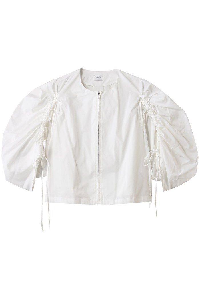【マノフ/MANOF】のDRAWSTRING SLEEVE SHORT BLOUSE シャツ・ブラウス インテリア・キッズ・メンズ・レディースファッション・服の通販 founy(ファニー) https://founy.com/ ファッション Fashion レディースファッション Fashion for Women トップス・カットソー Cut & Sew Tops シャツ・ブラウス・オフィスカジュアル Elegant Blouses & Button-Ups 2025年 2025 2025-2026秋冬・A/W Autumn/Winter 2025–26 AW25–26 ショート Short, Short Length ジップ Zip, Zipper スラックス Slacks, Dress Pants スリーブ Sleeve, Long Sleeve / Short Sleeve バランス Balance, Style Balance ブルゾン Blouson, Bomber Jacket マキシ Maxi, Full Length ロング Long, Long-Length A/W・秋冬 Autumn/Winter 羽織 Haori, Light Jacket |ID: prp329100004626429 ipo3291000000033244896