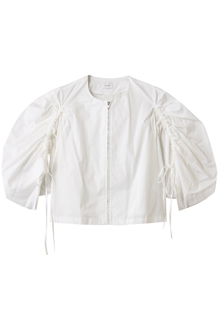 【マノフ/MANOF】のDRAWSTRING SLEEVE SHORT BLOUSE シャツ・ブラウス 人気、トレンドファッション・服の通販 founy(ファニー) 　ファッション　Fashion　レディースファッション　Fashion for Women　トップス・カットソー　Cut & Sew Tops　シャツ・ブラウス・オフィスカジュアル　Elegant Blouses & Button-Ups　2025年　2025　2025-2026秋冬・A/W　Autumn/Winter 2025–26 AW25–26　ショート　Short, Short Length　ジップ　Zip, Zipper　スラックス　Slacks, Dress Pants　スリーブ　Sleeve, Long Sleeve / Short Sleeve　バランス　Balance, Style Balance　ブルゾン　Blouson, Bomber Jacket　マキシ　Maxi, Full Length　ロング　Long, Long-Length　A/W・秋冬　Autumn/Winter　羽織　Haori, Light Jacket　 other-1|ID: prp329100004626429 ipo3291000000033244896
