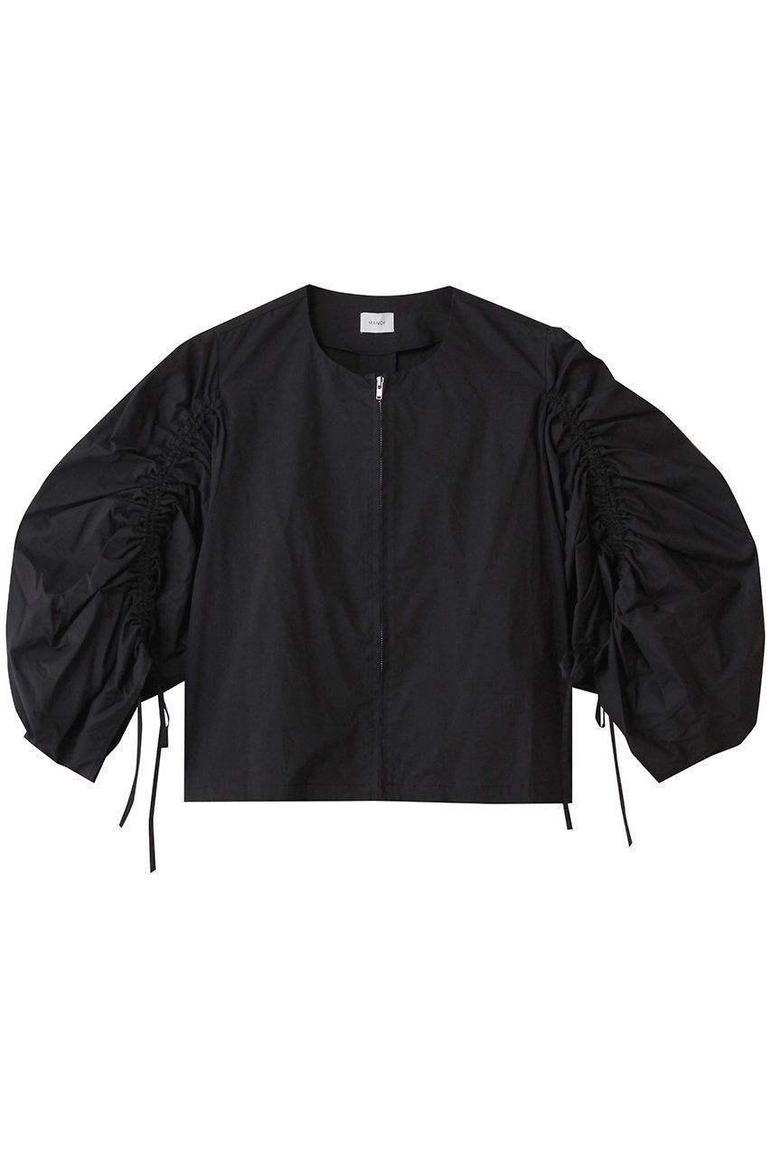 【マノフ/MANOF】のDRAWSTRING SLEEVE SHORT BLOUSE シャツ・ブラウス インテリア・キッズ・メンズ・レディースファッション・服の通販 founy(ファニー) 　ファッション　Fashion　レディースファッション　Fashion for Women　トップス・カットソー　Cut & Sew Tops　シャツ・ブラウス・オフィスカジュアル　Elegant Blouses & Button-Ups　2025年　2025　2025-2026秋冬・A/W　Autumn/Winter 2025–26 AW25–26　ショート　Short, Short Length　ジップ　Zip, Zipper　スラックス　Slacks, Dress Pants　スリーブ　Sleeve, Long Sleeve / Short Sleeve　バランス　Balance, Style Balance　ブルゾン　Blouson, Bomber Jacket　マキシ　Maxi, Full Length　ロング　Long, Long-Length　A/W・秋冬　Autumn/Winter　羽織　Haori, Light Jacket　BLACK|ID: prp329100004626429 ipo3291000000033244902
