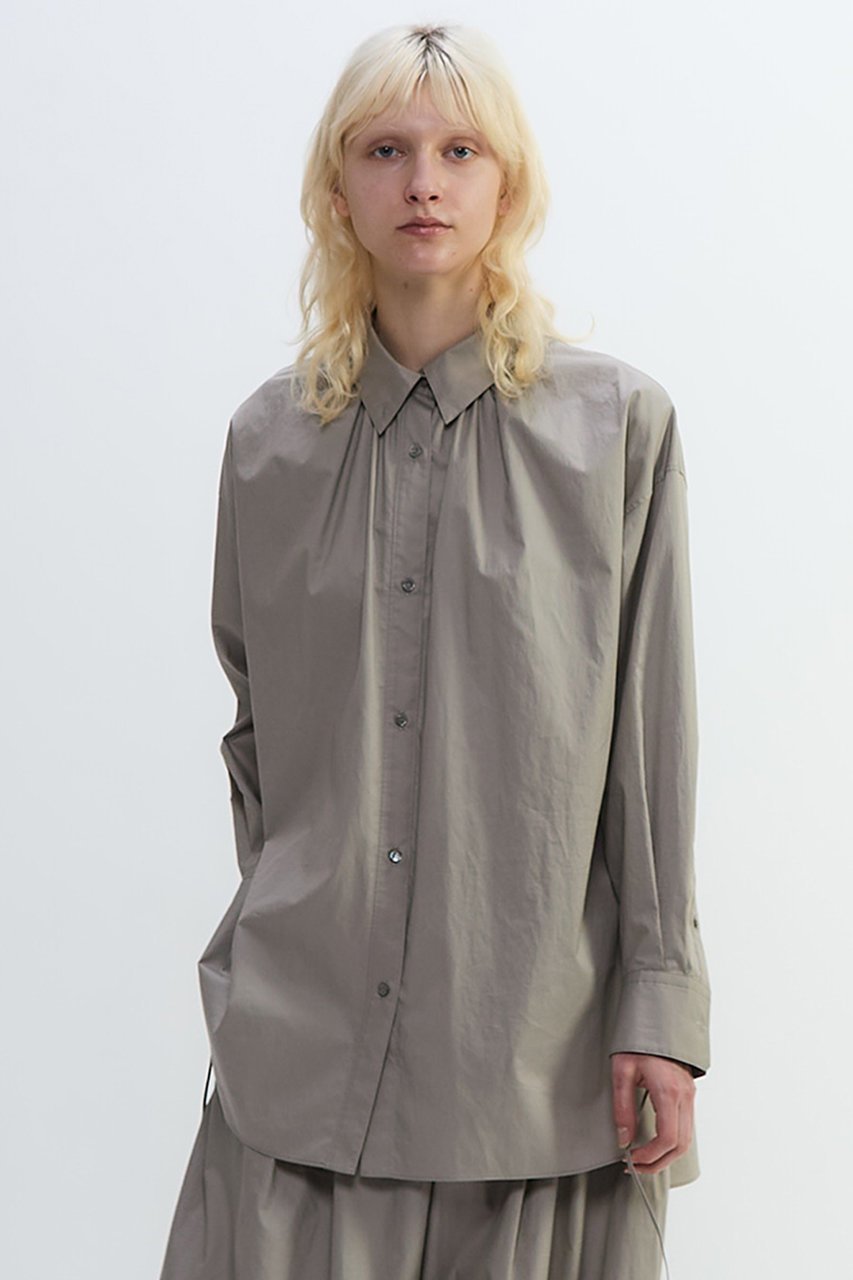 【プレインピープル/PLAIN PEOPLE】のコンパクトツイルギャザーディティールシャツ 人気、トレンドファッション・服の通販 founy(ファニー) 　ファッション　Fashion　レディースファッション　Fashion for Women　トップス・カットソー　Cut & Sew Tops　シャツ・ブラウス・オフィスカジュアル　Elegant Blouses & Button-Ups　2025年　2025　2025-2026秋冬・A/W　Autumn/Winter 2025–26 AW25–26　ギャザー　Gathered, Ruffled　シェイプ　Shape, Slim Fit　スタンド　Stand Collar, Upright Stand　スリーブ　Sleeve, Long Sleeve / Short Sleeve　ツイル　Twist, Twisted Detail　ドレープ　Drape, Draping Fabric　ループ　Loop, Loop Knit　ロング　Long, Long-Length　ヴィンテージ　Vintage Style　エレガント 上品　Elegant　秋　Autumn　A/W・秋冬　Autumn/Winter　other-4|ID: prp329100004626439 ipo3291000000033244995