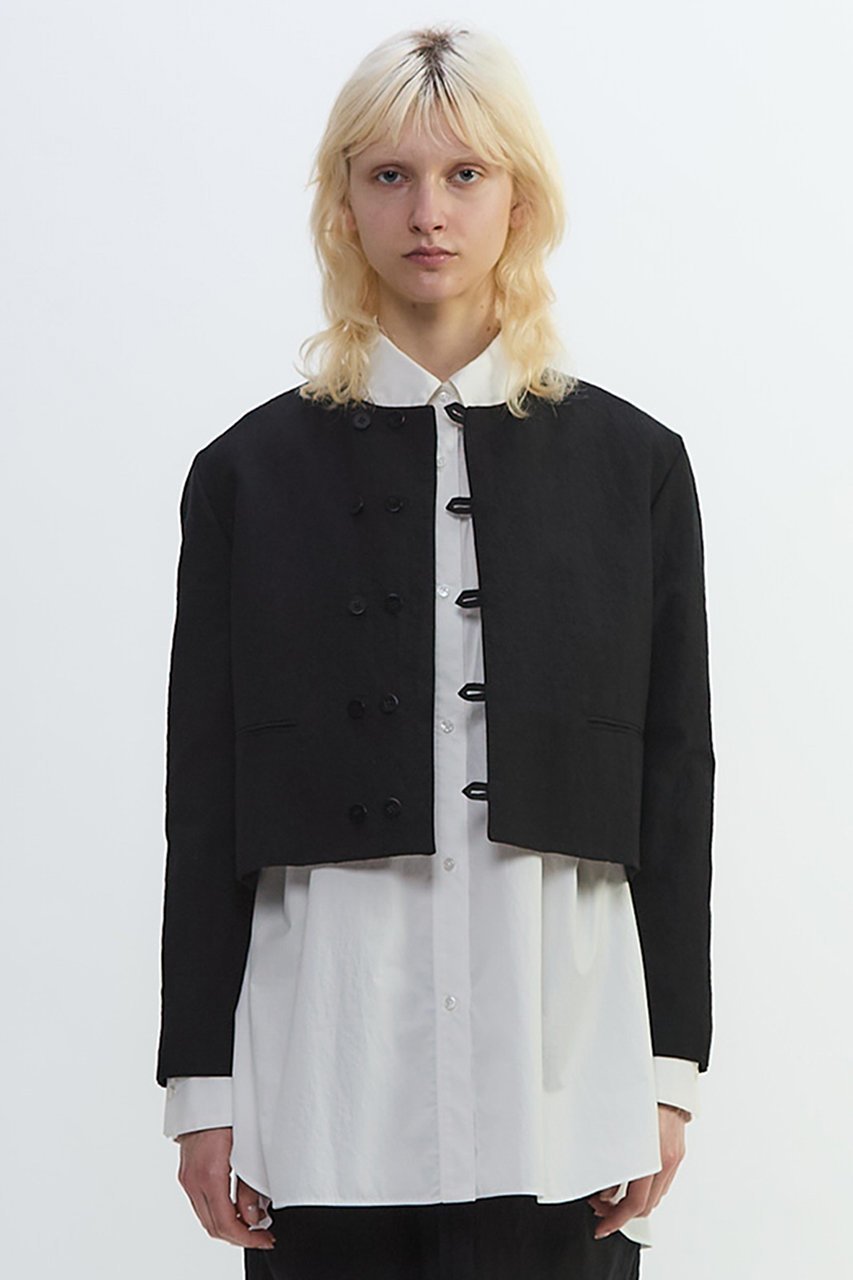 【プレインピープル/PLAIN PEOPLE】のリネンウールタンブラーワッシャーショートジャケット インテリア・キッズ・メンズ・レディースファッション・服の通販 founy(ファニー) 　ファッション　Fashion　レディースファッション　Fashion for Women　アウター　Coat / Outerwear Collection　レディースジャケット・軽アウター　Jackets　おすすめ　Recommended / Our Picks　ジャケット　Jacket, Outerwear　ダブル　Double, Double-Breasted　フロント　Front, Front Design　ミリタリー　Military, Army Style　リネン　Linen, Linen Fabric　ワッシャー　Washer, Crinkled Finish　ブラック|ID: prp329100004626449 ipo3291000000036151278