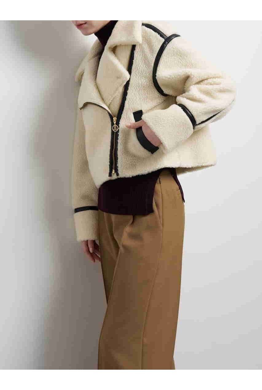 【ランバン オン ブルー/LANVIN en Bleu】のボアライダースジャケット 人気、トレンドファッション・服の通販 founy(ファニー) 　ファッション　Fashion　レディースファッション　Fashion for Women　アウター　Coat / Outerwear Collection　レディースジャケット・軽アウター　Jackets　ライダースジャケット / レザースタイル　Riders Jackets & Biker Style　2025年　2025　2025-2026秋冬・A/W　Autumn/Winter 2025–26 AW25–26　クール　Cool, Chic　ジャケット　Jacket, Outerwear　ダウン　Down, Puffer　チャーム　Charm, Pendant　バランス　Balance, Style Balance　ファブリック　Fabric, Textile　メタル　Metal, Metal Parts　エレガント 上品　Elegant　A/W・秋冬　Autumn/Winter　other-3|ID: prp329100004626455 ipo3291000000033245133