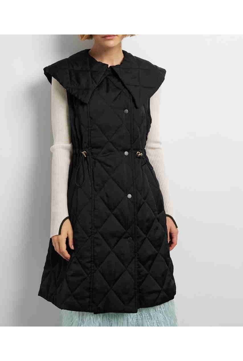 【ランバン オン ブルー/LANVIN en Bleu】のビッグカラーキルティングベスト 人気、トレンドファッション・服の通販 founy(ファニー) 　ファッション　Fashion　レディースファッション　Fashion for Women　アウター　Coat / Outerwear Collection　レディースジャケット・軽アウター　Jackets　2025年　2025　2025-2026秋冬・A/W　Autumn/Winter 2025–26 AW25–26　キルティング　Quilted, Quilting　サテン　Satin, Glossy Fabric　ジャケット　Jacket, Outerwear　ドローコード　Drawcord, Drawstring Cord　ファブリック　Fabric, Textile　ベスト　Vest, Waistcoat　メタル　Metal, Metal Parts　ラグジュアリー　Luxury, Elegant　エレガント 上品　Elegant　A/W・秋冬　Autumn/Winter　other-2|ID: prp329100004626457 ipo3291000000033245152