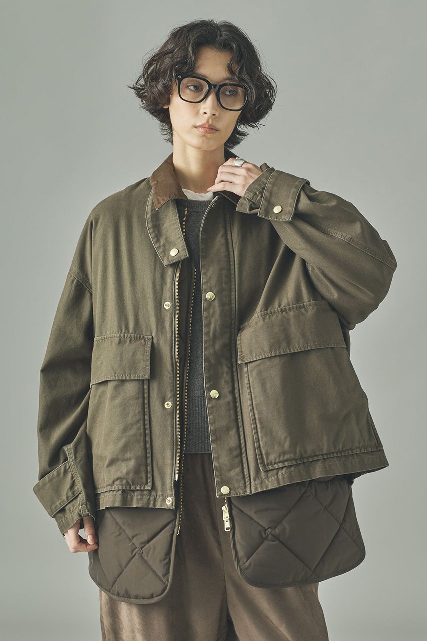 【カレンソロジー/Curensology】のコットンワークブルゾン インテリア・キッズ・メンズ・レディースファッション・服の通販 founy(ファニー) 　ファッション　Fashion　レディースファッション　Fashion for Women　アウター　Coat / Outerwear Collection　レディースジャケット・軽アウター　Jackets　ブルゾンジャケット・スポーティアウター　Blouson Jackets　インナー　Innerwear　キルティング　Quilted, Quilting　サテン　Satin, Glossy Fabric　ショート　Short, Short Length　ジャケット　Jacket, Outerwear　バランス　Balance, Style Balance　フロント　Front, Front Design　ブルゾン　Blouson, Bomber Jacket　ベスト　Vest, Waistcoat　ポケット　Pocket, Pocket Detail　ワーク　Workwear, Utility Style　ヴィンテージ　Vintage Style　カーキ|ID: prp329100004626459 ipo3291000000033342398