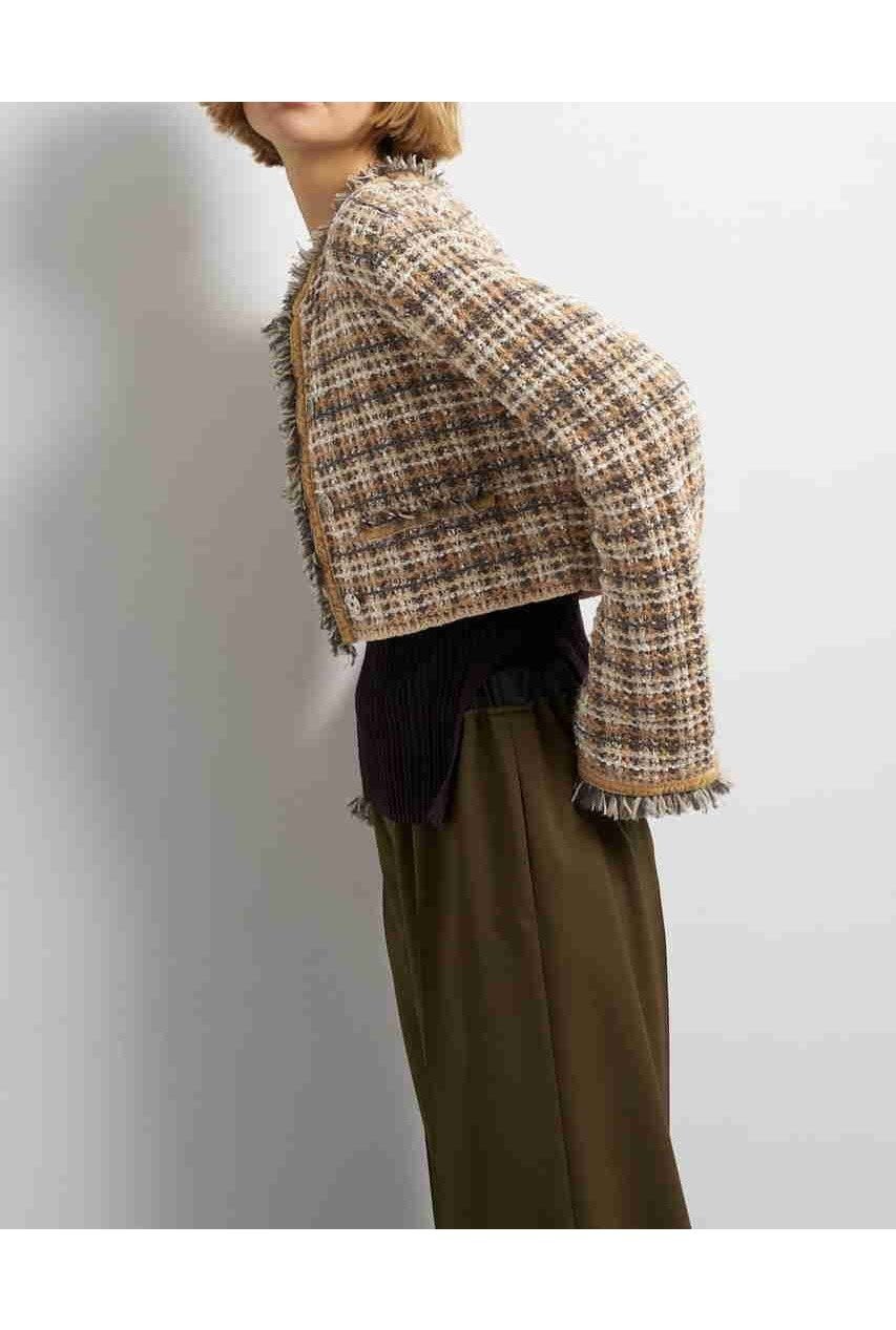 【ランバン オン ブルー/LANVIN en Bleu】のニットツイードジャケット 人気、トレンドファッション・服の通販 founy(ファニー) 　ファッション　Fashion　レディースファッション　Fashion for Women　2025年　2025　2025-2026秋冬・A/W　Autumn/Winter 2025–26 AW25–26　アシンメトリー　Asymmetrical Style　カーディガン　Cardigan, Knitwear　コンパクト　Compact, Small Size　ジャケット　Jacket, Outerwear　ツイード　Twill, Twill Weave　バランス　Balance, Style Balance　フロント　Front, Front Design　ベルベット　Velvet, Velvety　ライダース　Riders　ワイド　Wide, Wide Fit　エレガント 上品　Elegant　A/W・秋冬　Autumn/Winter　other-3|ID: prp329100004626464 ipo3291000000033245222