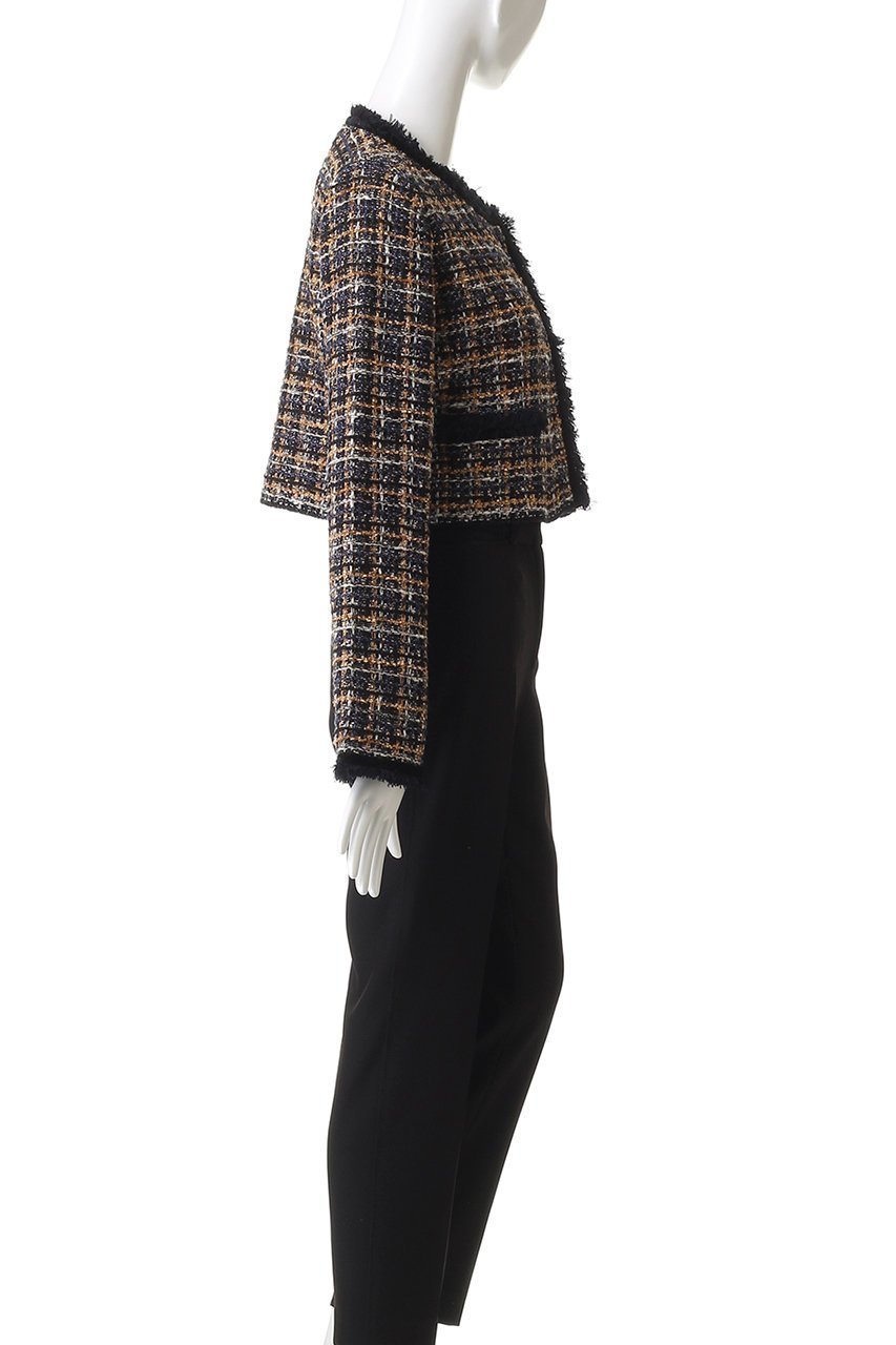 【ランバン オン ブルー/LANVIN en Bleu】のニットツイードジャケット 人気、トレンドファッション・服の通販 founy(ファニー) 　ファッション　Fashion　レディースファッション　Fashion for Women　アシンメトリー　Asymmetrical Style　カーディガン　Cardigan, Knitwear　コンパクト　Compact, Small Size　ジャケット　Jacket, Outerwear　ツイード　Twill, Twill Weave　バランス　Balance, Style Balance　フロント　Front, Front Design　ベルベット　Velvet, Velvety　ライダース　Riders　ワイド　Wide, Wide Fit　エレガント 上品　Elegant　other-7|ID: prp329100004626464 ipo3291000000034057526