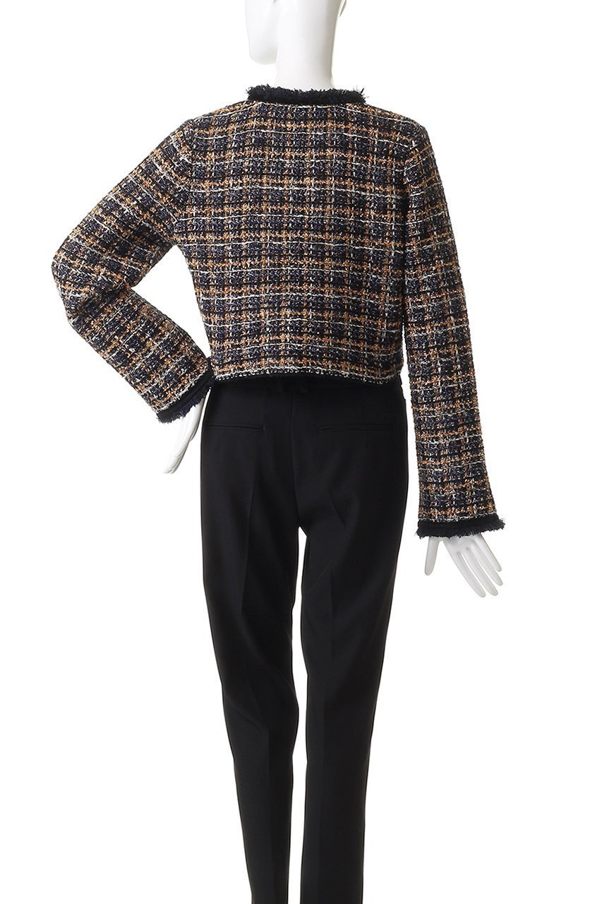 【ランバン オン ブルー/LANVIN en Bleu】のニットツイードジャケット 人気、トレンドファッション・服の通販 founy(ファニー) 　ファッション　Fashion　レディースファッション　Fashion for Women　アシンメトリー　Asymmetrical Style　カーディガン　Cardigan, Knitwear　コンパクト　Compact, Small Size　ジャケット　Jacket, Outerwear　ツイード　Twill, Twill Weave　バランス　Balance, Style Balance　フロント　Front, Front Design　ベルベット　Velvet, Velvety　ライダース　Riders　ワイド　Wide, Wide Fit　エレガント 上品　Elegant　other-8|ID: prp329100004626464 ipo3291000000034057527