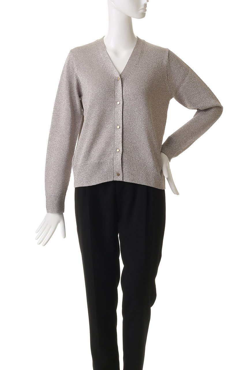 【エブール/ebure】のブライトラメリリヤーン Vネックニットカーディガン 人気、トレンドファッション・服の通販 founy(ファニー) 　ファッション　Fashion　レディースファッション　Fashion for Women　トップス・カットソー　Cut & Sew Tops　ニット　Knit Tops & Sweaters　カーディガン・羽織り　Layered Style Cardigans　Vネックトップス　V-Neck Tops / V-Cut Neckline Shirts　アクセサリー　Fashion Accessories　カーディガン　Cardigan, Knitwear　シンプル　Simple, Minimal　タンク　Tank Top, Sleeveless Top　エレガント 上品　Elegant　other-2|ID: prp329100004626465 ipo3291000000035771209