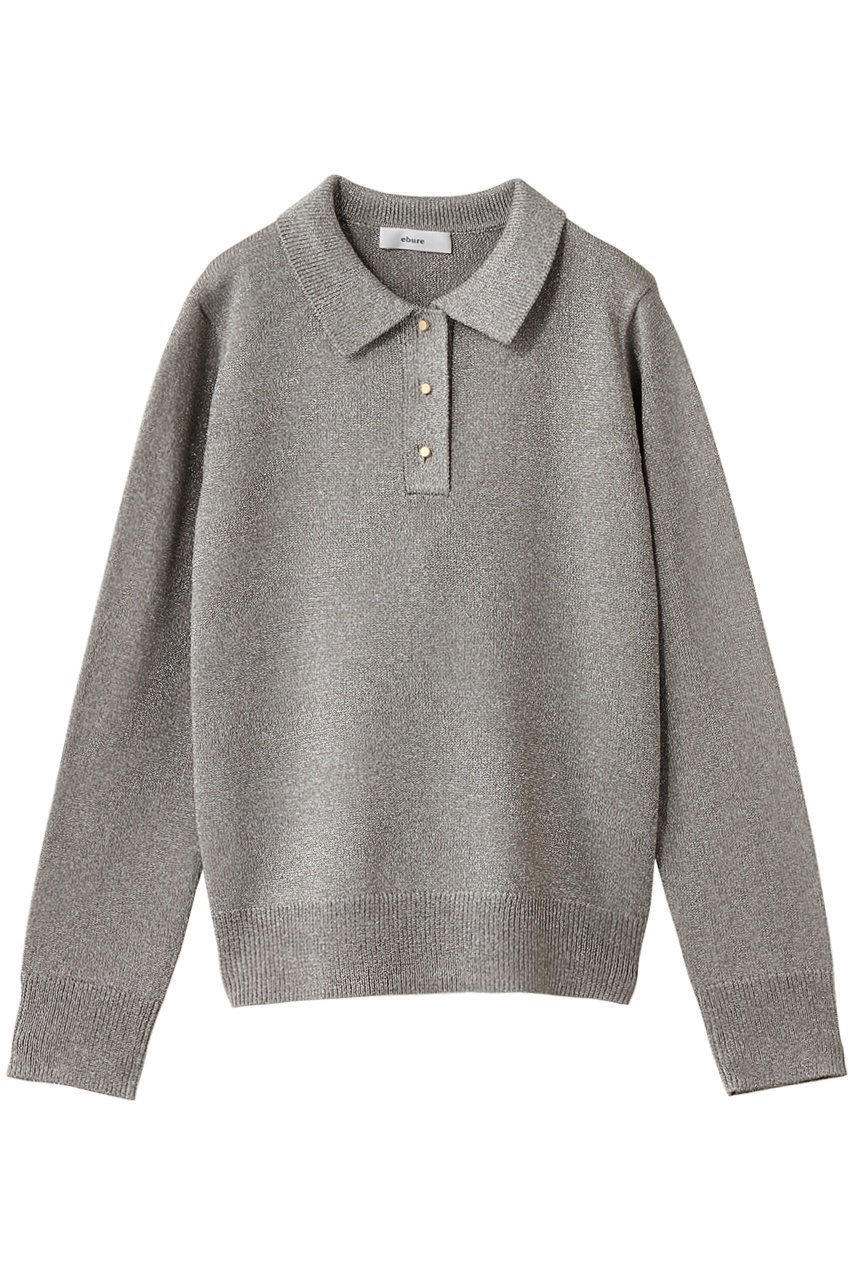 【エブール/ebure】のブライトラメリリヤーン ポロカラーニットプルオーバー 人気、トレンドファッション・服の通販 founy(ファニー) 　ファッション　Fashion　レディースファッション　Fashion for Women　トップス・カットソー　Cut & Sew Tops　ニット　Knit Tops & Sweaters　カジュアルプルオーバー・ニットトップス　Pullovers & Knit Tops / Casual Pullovers　おすすめ　Recommended / Our Picks　コンパクト　Compact, Small Size　デニム　Denim, Jeans Material　マニッシュ　Mannish, Boyish　エレガント 上品　Elegant　 other-1|ID: prp329100004626466 ipo3291000000035664172