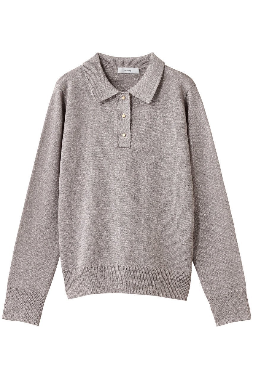 【エブール/ebure】のブライトラメリリヤーン ポロカラーニットプルオーバー インテリア・キッズ・メンズ・レディースファッション・服の通販 founy(ファニー) 　ファッション　Fashion　レディースファッション　Fashion for Women　トップス・カットソー　Cut & Sew Tops　ニット　Knit Tops & Sweaters　カジュアルプルオーバー・ニットトップス　Pullovers & Knit Tops / Casual Pullovers　おすすめ　Recommended / Our Picks　コンパクト　Compact, Small Size　デニム　Denim, Jeans Material　マニッシュ　Mannish, Boyish　エレガント 上品　Elegant　ライトピンク|ID: prp329100004626466 ipo3291000000035664176