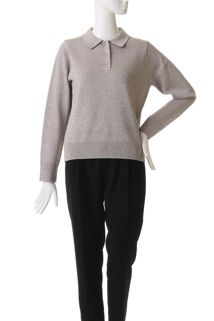 【エブール/ebure】のブライトラメリリヤーン ポロカラーニットプルオーバー 人気、トレンドファッション・服の通販 founy(ファニー) 　ファッション　Fashion　レディースファッション　Fashion for Women　トップス・カットソー　Cut & Sew Tops　ニット　Knit Tops & Sweaters　カジュアルプルオーバー・ニットトップス　Pullovers & Knit Tops / Casual Pullovers　おすすめ　Recommended / Our Picks　コンパクト　Compact, Small Size　デニム　Denim, Jeans Material　マニッシュ　Mannish, Boyish　エレガント 上品　Elegant　other-2|ID: prp329100004626466 ipo3291000000035664178