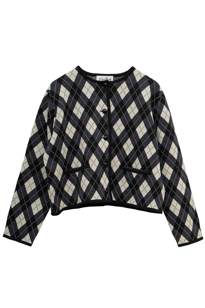 【マルティニーク/martinique】の【l heritage martinique】アーガイルジャケットカーディガン インテリア・キッズ・メンズ・レディースファッション・服の通販 founy(ファニー) https://founy.com/ ファッション Fashion レディースファッション Fashion for Women おすすめ Recommended / Our Picks カーディガン Cardigan, Knitwear ジャカード／ジャガード Jacquard, Woven Pattern ジャケット Jacket, Outerwear セットアップ Set-Up, Coordinated Outfit ポケット Pocket, Pocket Detail マニッシュ Mannish, Boyish ミックス Mix, Mixed Style モノトーン Monotone, Black and White 再入荷 Restock / Back in Stock 秋 Autumn 羽織 Haori, Light Jacket |ID: prp329100004626471 ipo3291000000036004210