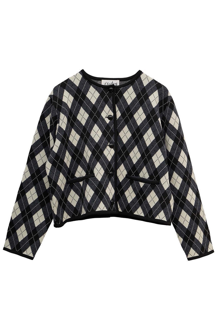 【マルティニーク/martinique】の【l heritage martinique】アーガイルジャケットカーディガン インテリア・キッズ・メンズ・レディースファッション・服の通販 founy(ファニー) 　ファッション　Fashion　レディースファッション　Fashion for Women　おすすめ　Recommended / Our Picks　カーディガン　Cardigan, Knitwear　ジャカード／ジャガード　Jacquard, Woven Pattern　ジャケット　Jacket, Outerwear　セットアップ　Set-Up, Coordinated Outfit　ポケット　Pocket, Pocket Detail　マニッシュ　Mannish, Boyish　ミックス　Mix, Mixed Style　モノトーン　Monotone, Black and White　秋　Autumn　羽織　Haori, Light Jacket　グレー|ID: prp329100004626471 ipo3291000000036004212