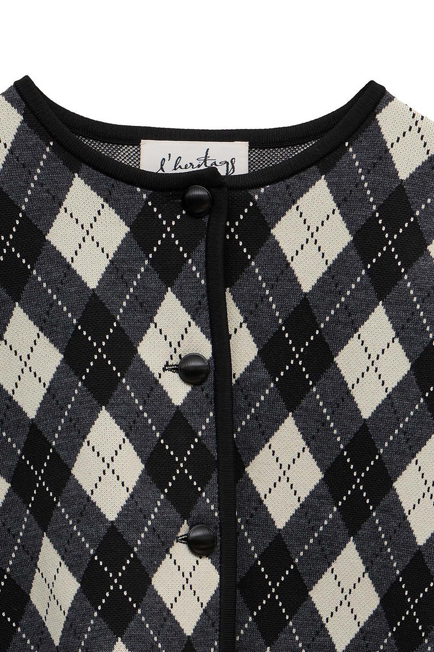 【マルティニーク/martinique】の【l heritage martinique】アーガイルジャケットカーディガン 人気、トレンドファッション・服の通販 founy(ファニー) 　ファッション　Fashion　レディースファッション　Fashion for Women　おすすめ　Recommended / Our Picks　カーディガン　Cardigan, Knitwear　ジャカード／ジャガード　Jacquard, Woven Pattern　ジャケット　Jacket, Outerwear　セットアップ　Set-Up, Coordinated Outfit　ポケット　Pocket, Pocket Detail　マニッシュ　Mannish, Boyish　ミックス　Mix, Mixed Style　モノトーン　Monotone, Black and White　秋　Autumn　羽織　Haori, Light Jacket　other-3|ID: prp329100004626471 ipo3291000000036104605